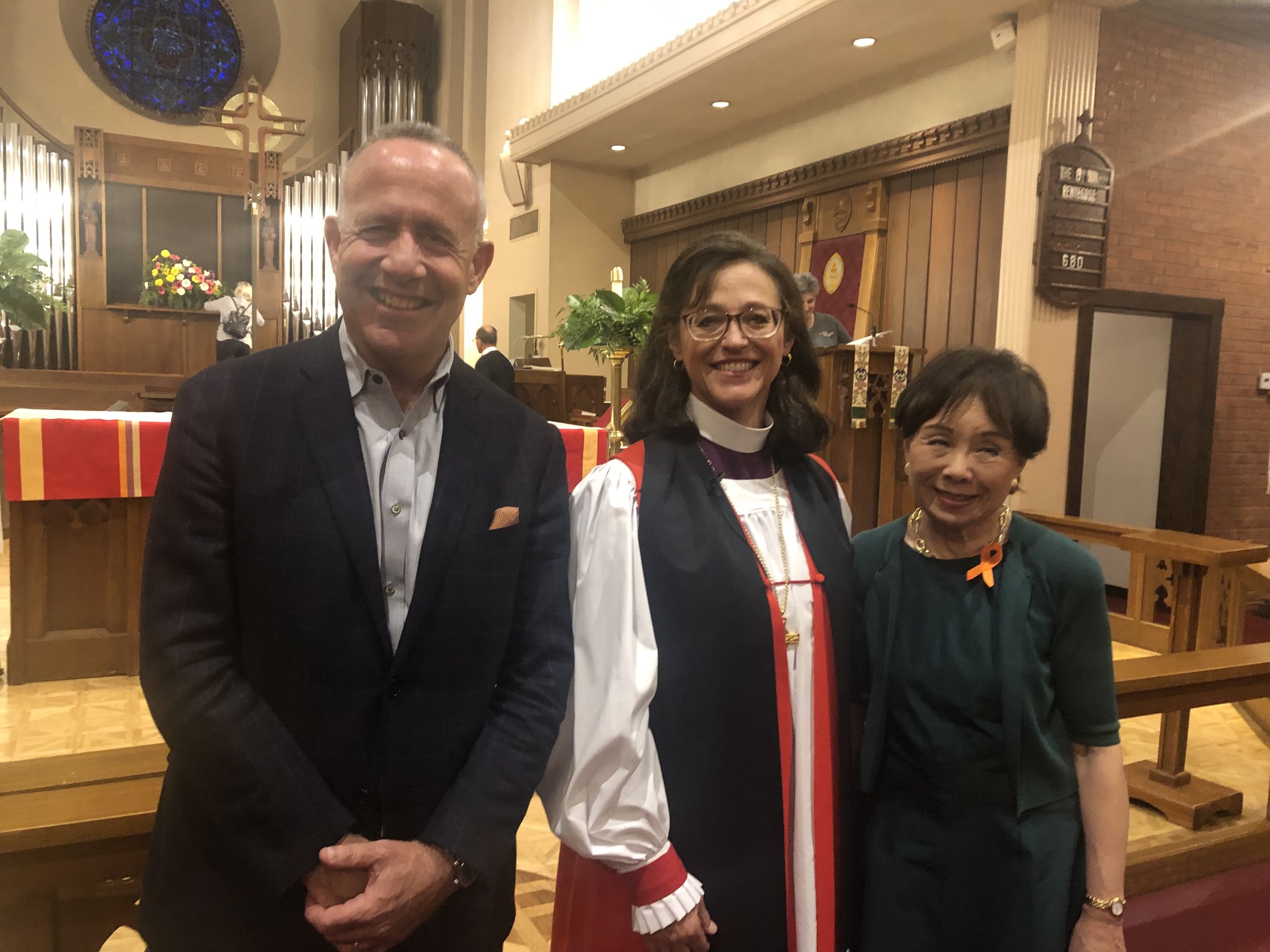 Mayor Darrell Steinberg with Congresswoman Doris Matsui, right, and the Rev. Canon Megan M. Traquair, elected earlier this year as the new bishop of the Episcopal Diocese of Northern California.