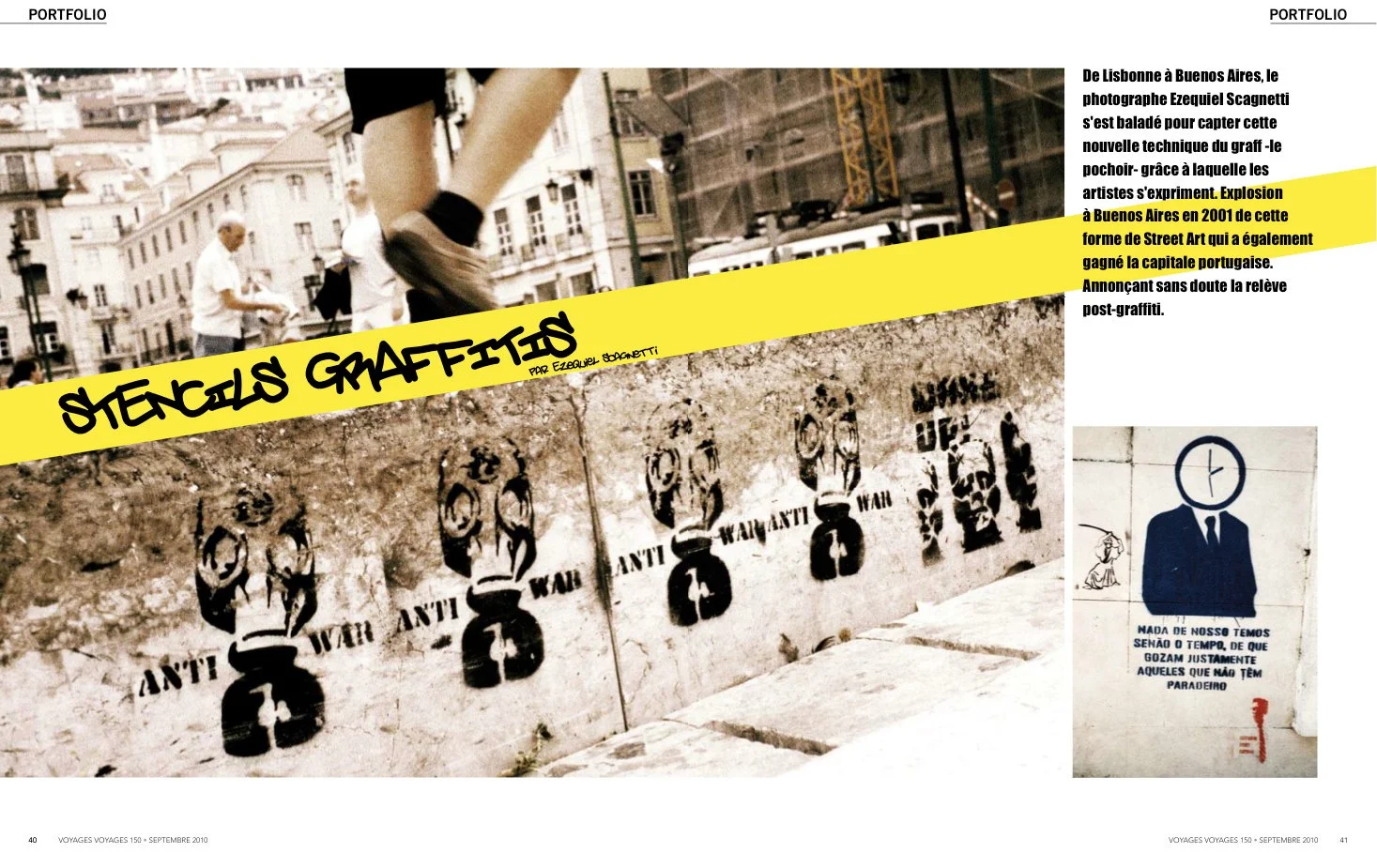 Voyages Voyages - Belgian travel magazine Stencil Art in Lisbon and Buenos Aires published in September 2010. Photo: Ezequiel Scagnetti.JPG