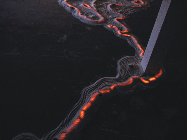   Female Spirit of the Rice Paddy-III,  vary, rice, balls of hair, LED light, 2007 