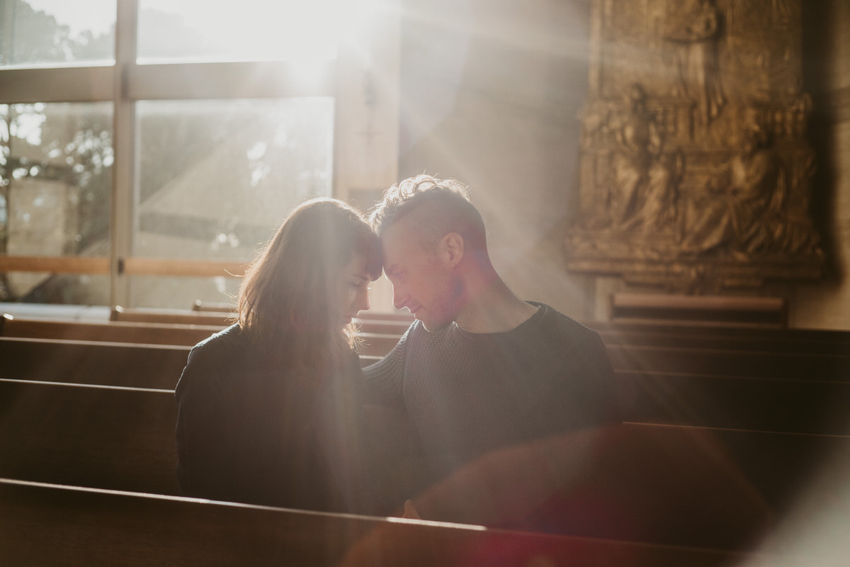 Conor + Gerri Couples Photo Shoot at Cathedral of Saint Mary by Jaclyn Le