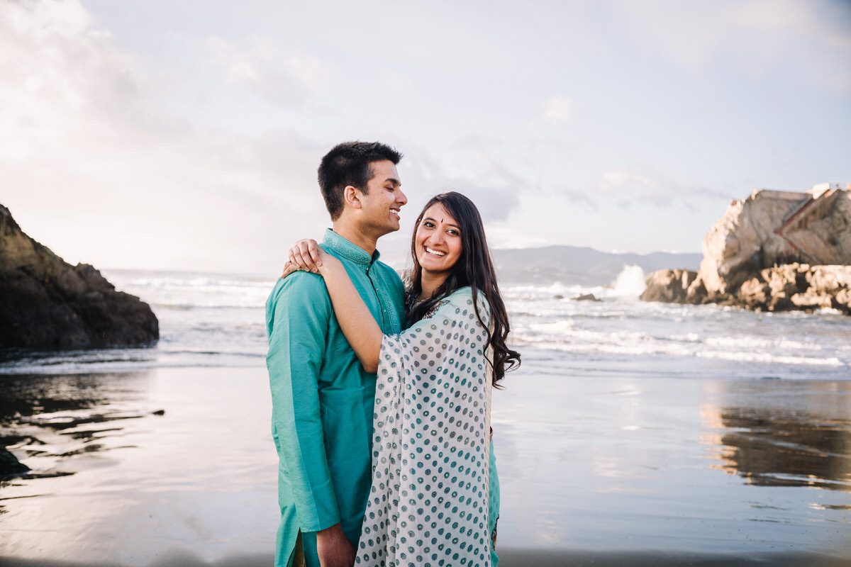 Sutro Baths SF Indian Engagement Photos Ambika + Vikas