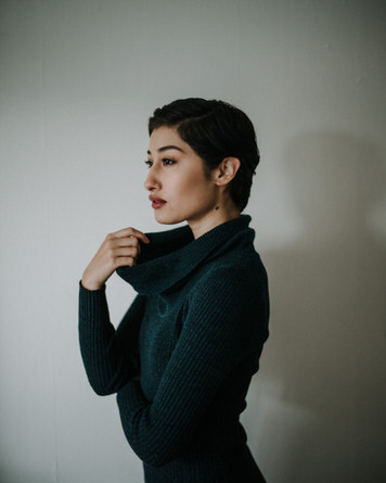 Turtleneck portrait of Adrianna Reloba Benzakour by Jaclyn Le