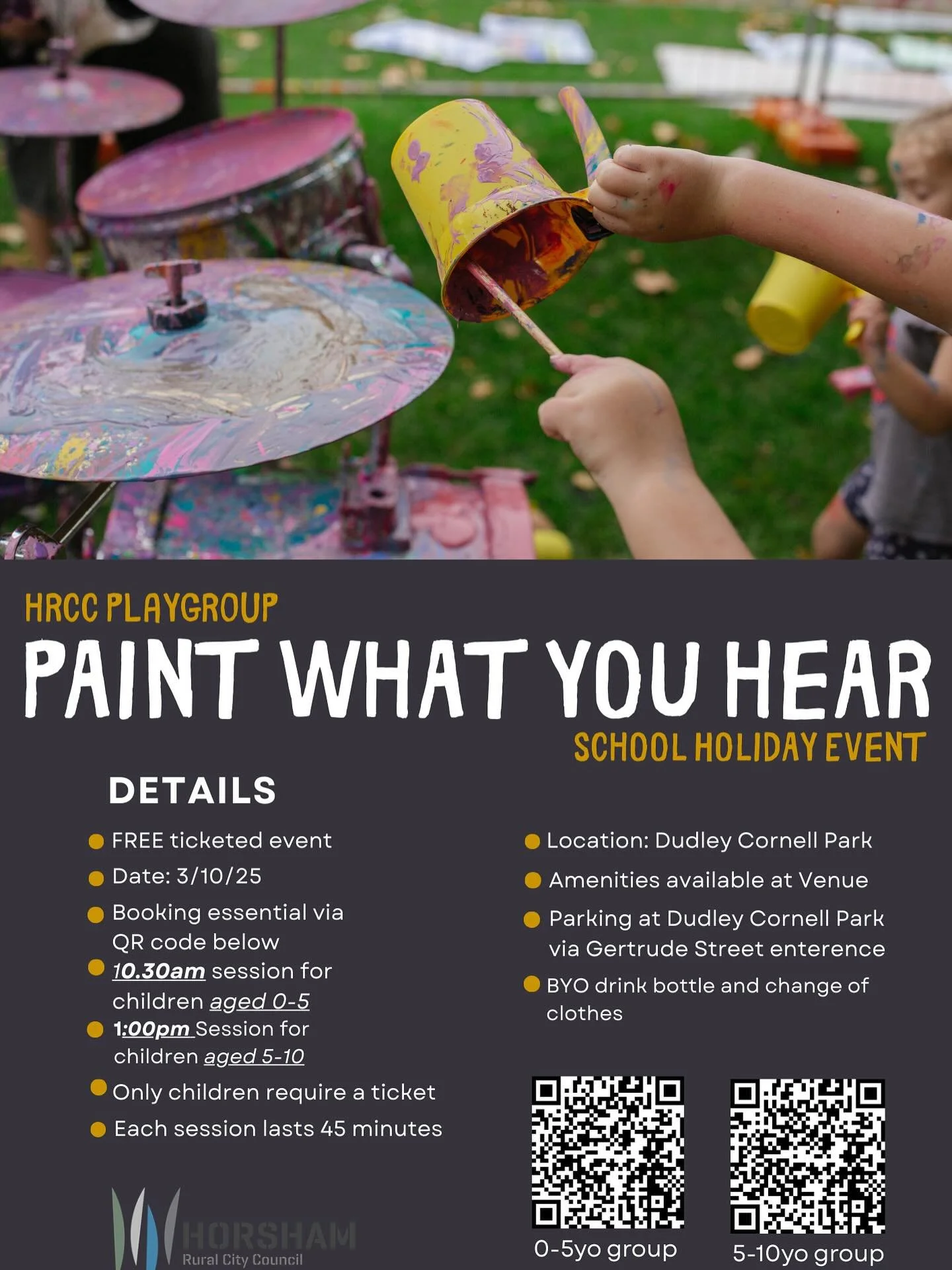 Horsham, we are on our way! @hrccouncil #paintwhatyouhear #regionalvictoria #schoolholidays #art #music #horsham #horshammums