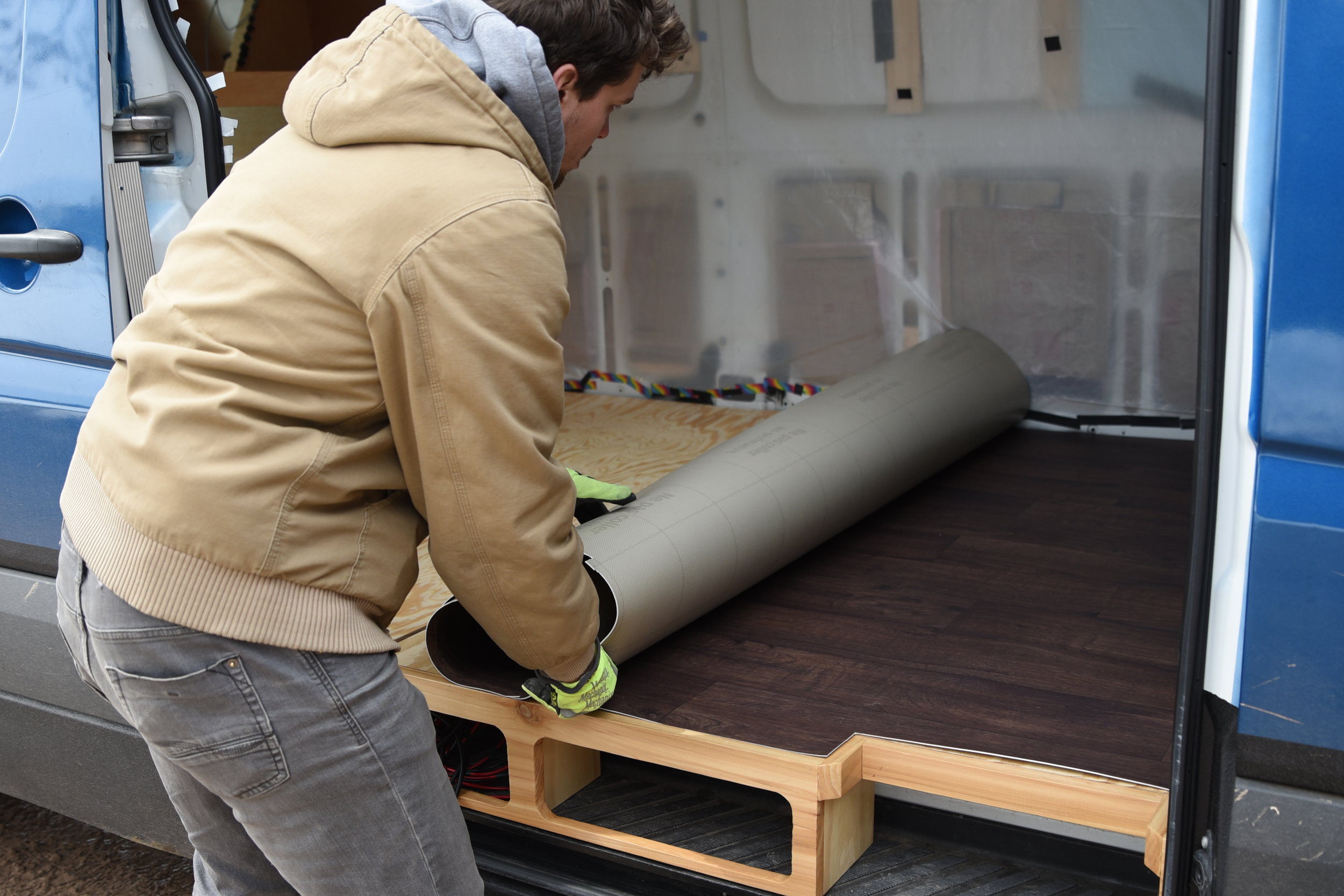 DIY Camper Van Conversion - Laying Floating LVP LVT Vinyl Plank