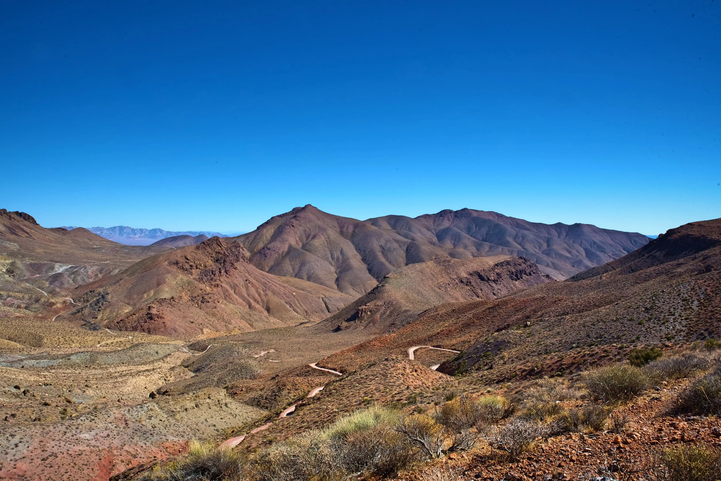 A few of the narrow, tight switchbacks on Titus Canyon Road.