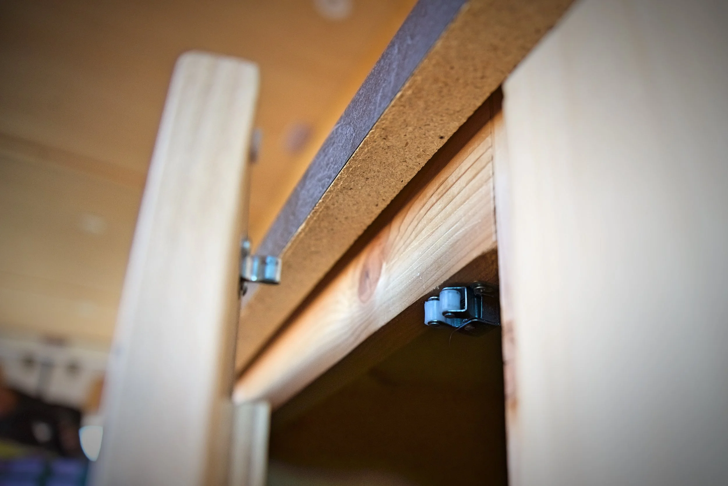 Since nothing inside our doors are pressing against them while we drive we only needed these very minimal catches to keep them closed.