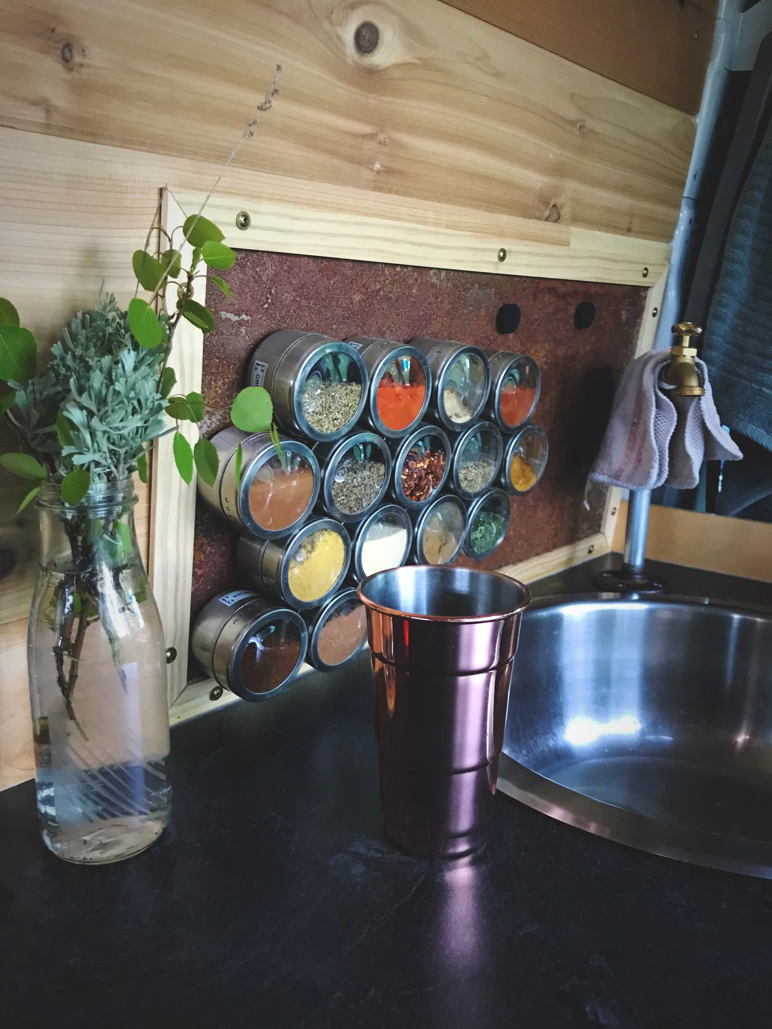 The spice tins are the most commented on item when we show people the van.
