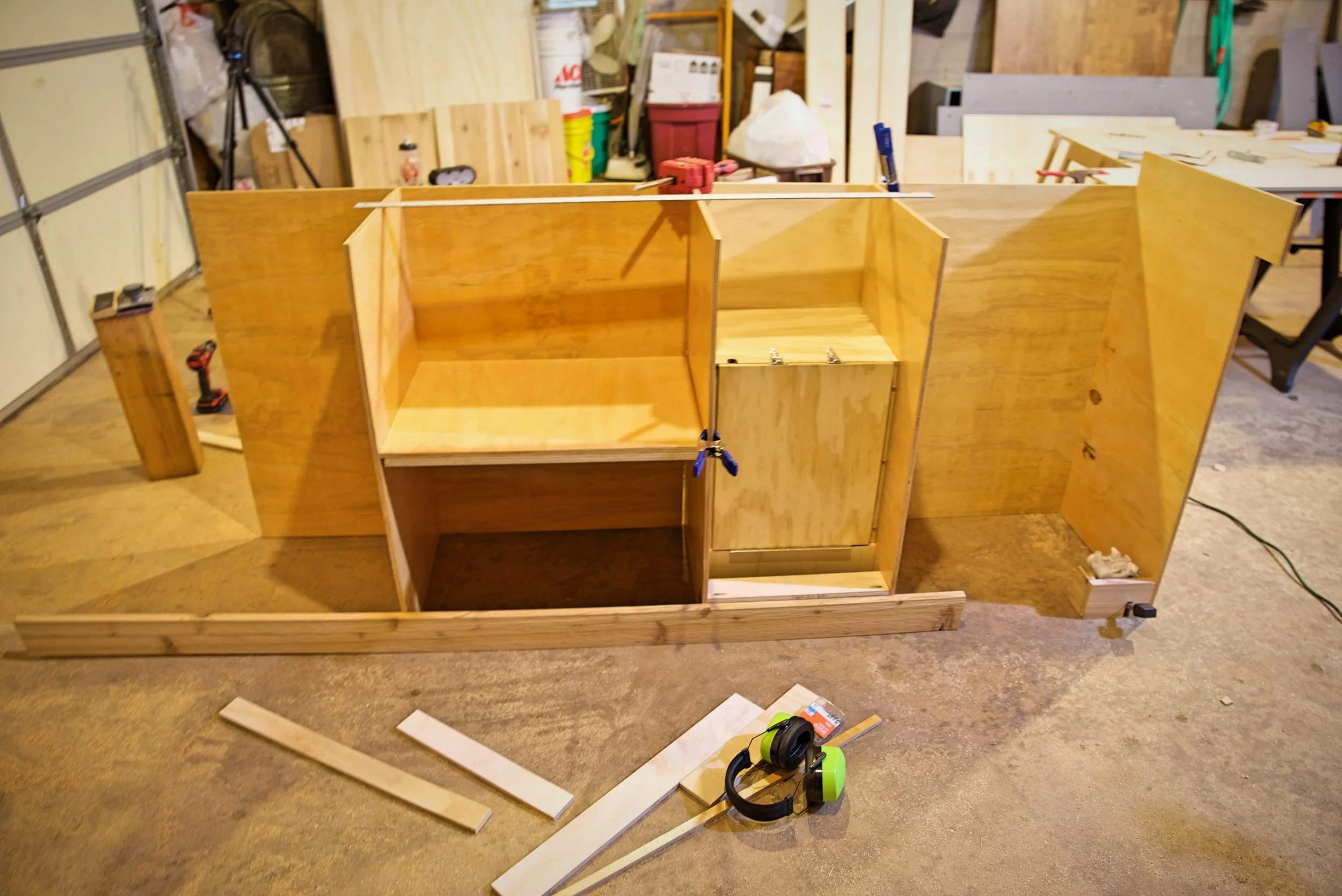 Here are the three separate case modules lined up like they are in the van.