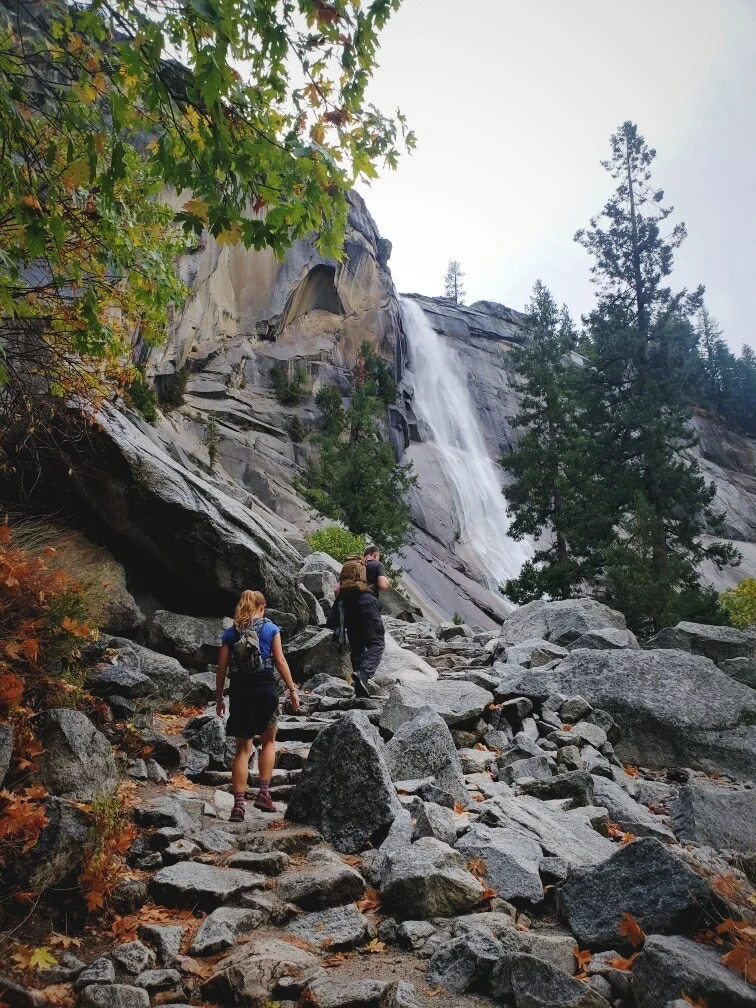 Climbing up the Mist Trail next to Nevada Falls.