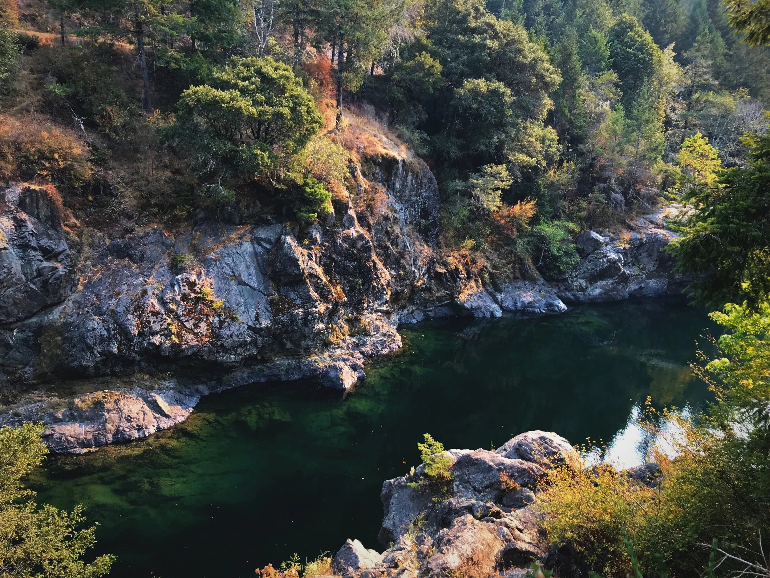 This swimming spot is so blue, deep, and clear.
