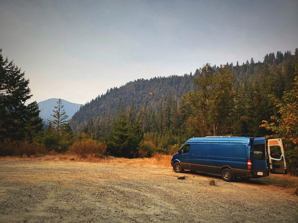 This large pull off is high above the Smith River.