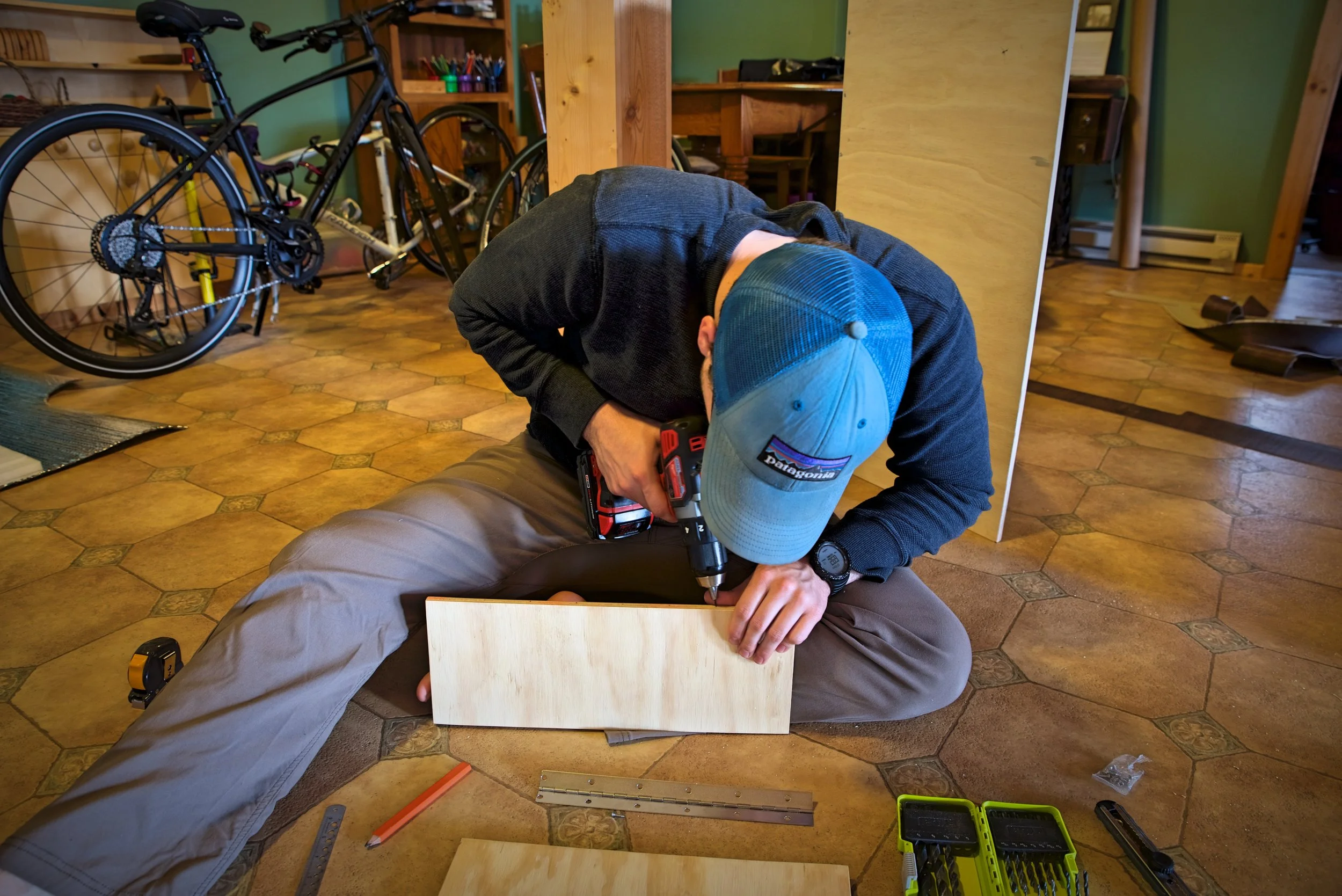 Pre-drilling countersink holes is really helpful if you are trying to build cabinets from plywood.