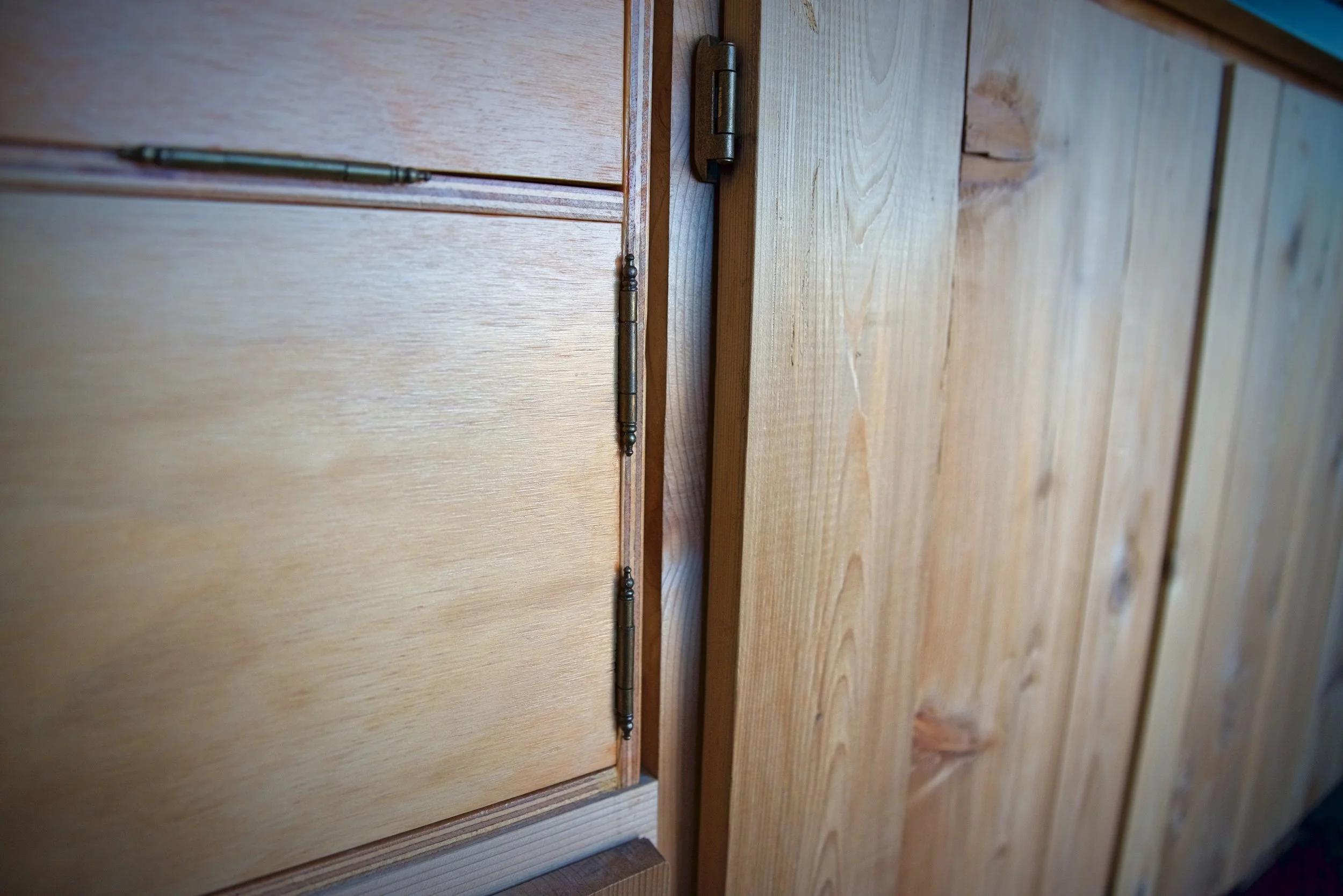We used these cute little butt hinges to hang our chuck box doors.
