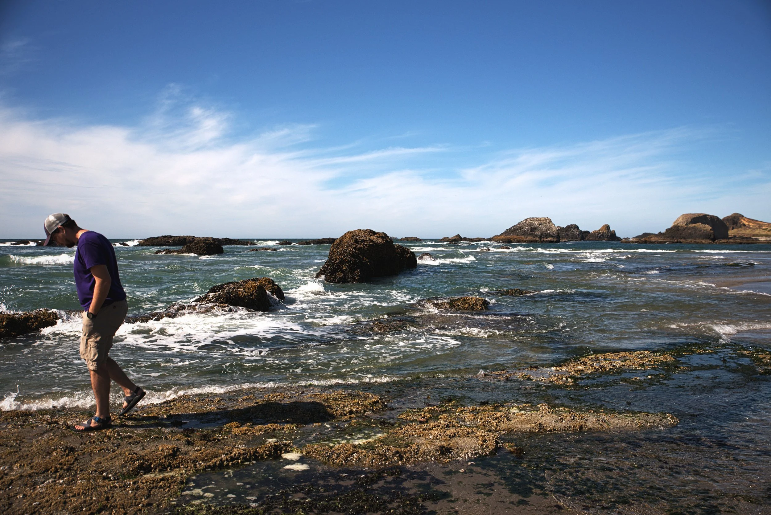 Ian explores some of the inter-tidal zone on the shore at Seal Rock State Park.
