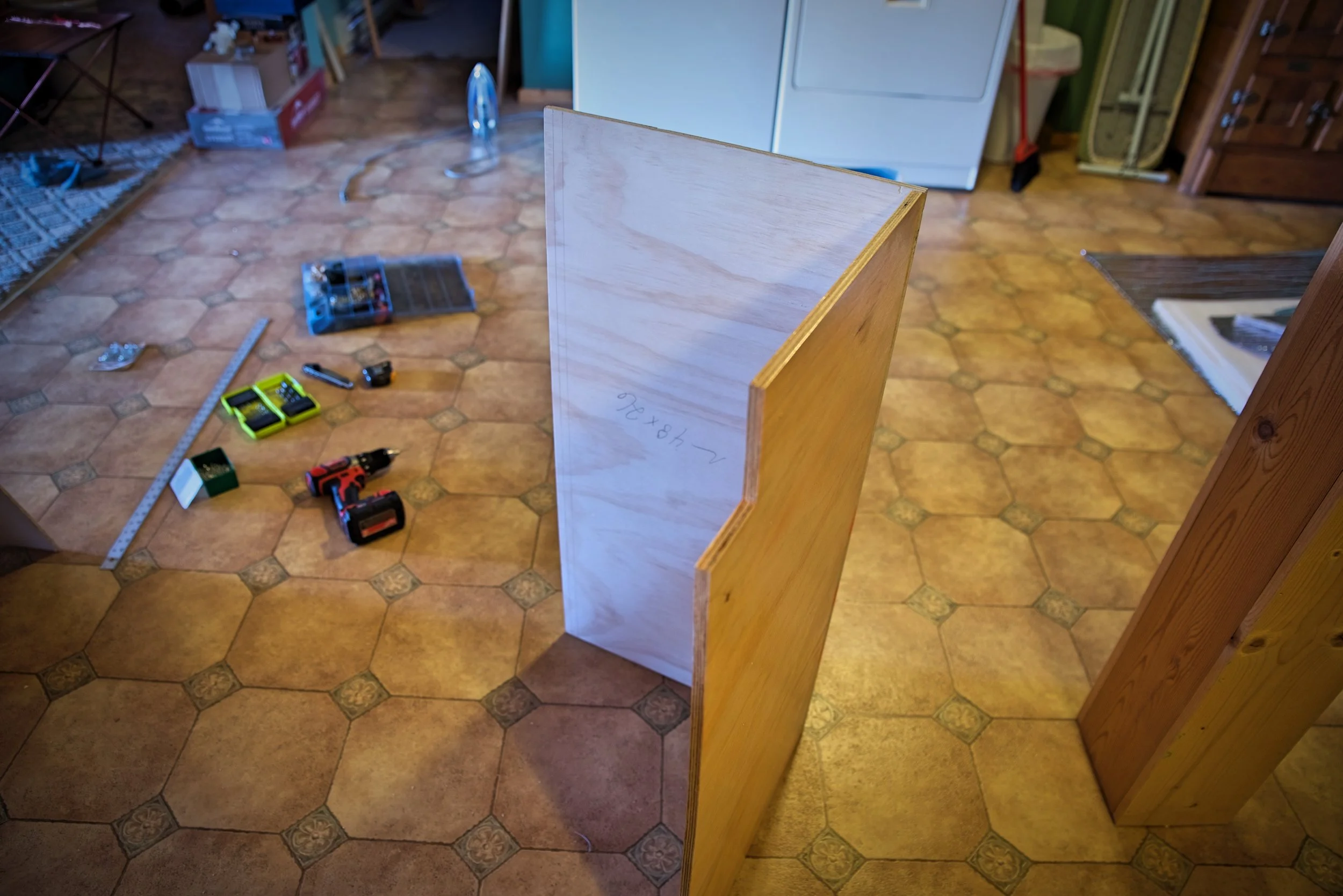 This is the case for the propane cabinet before we installed the propane locker. Pro tip: don’t write giant numbers on the wood so your girlfriend doesn’t have to spend a million hours sanding.