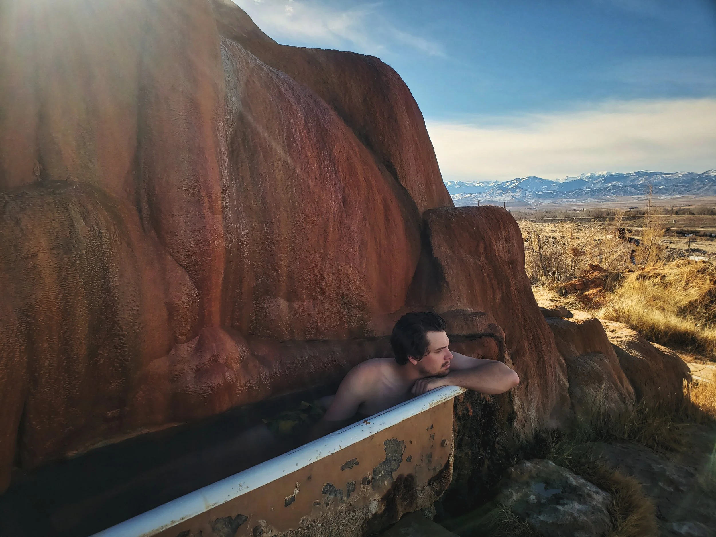 Ian looks out over the Pahvant Mountains across the valley from Monroe.