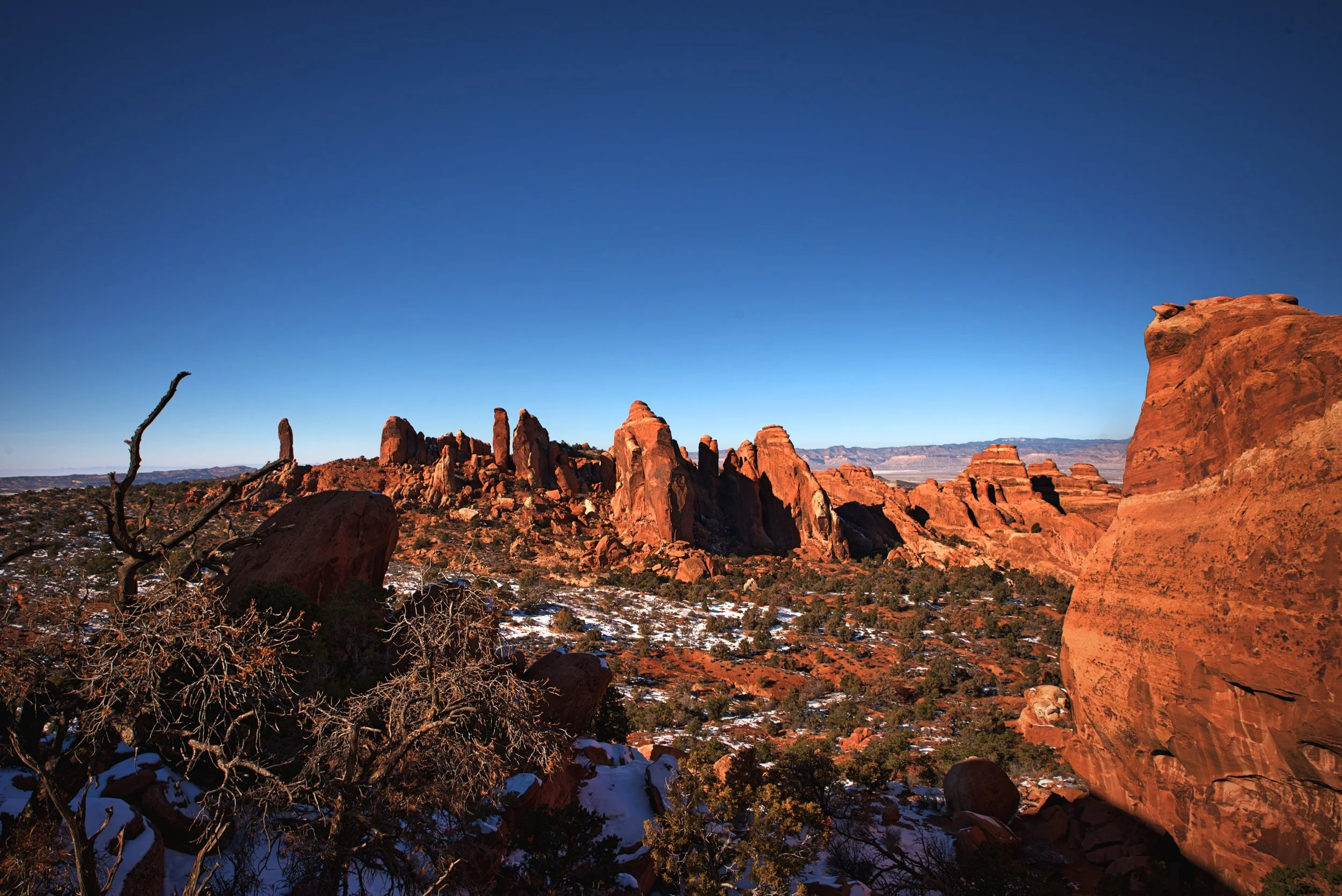 The fins beyond Double O Arch.