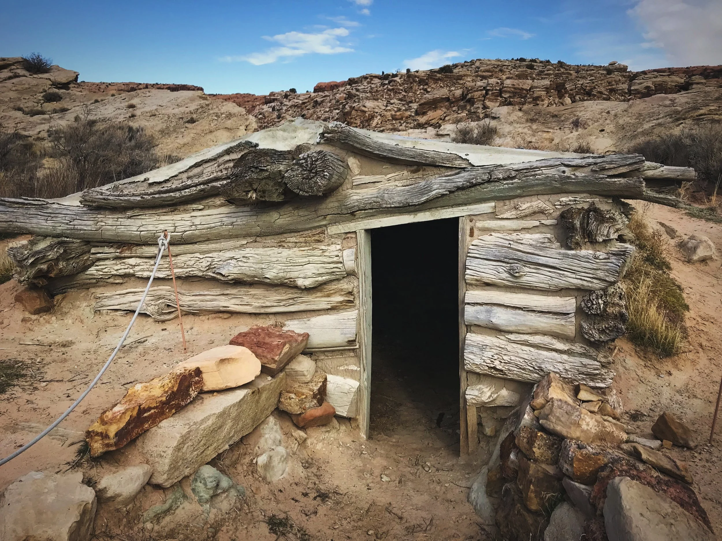 Fred Wolfe and his son originally lived by in this dugout cabin.