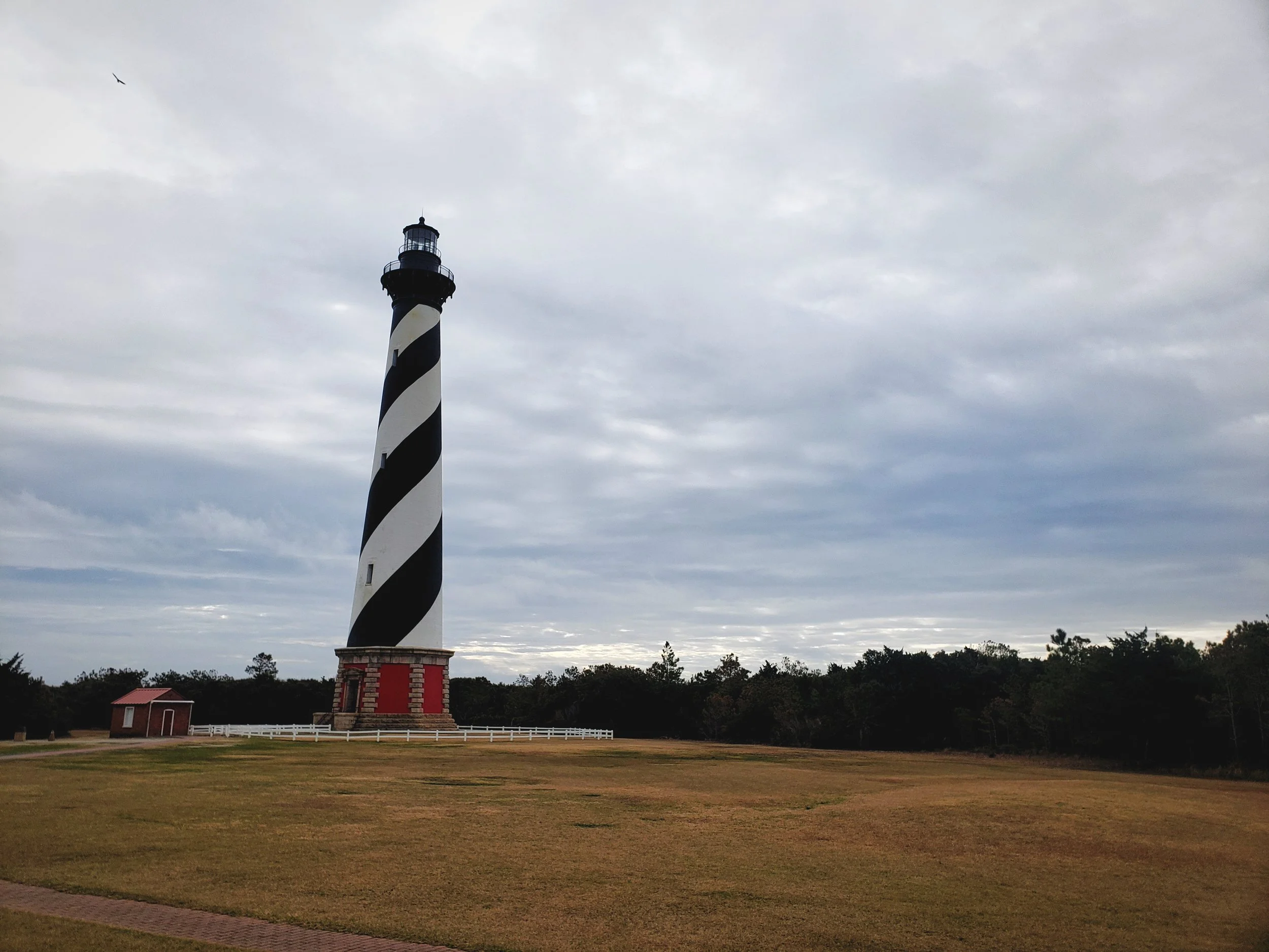 The Cape Hatteras Lighthouse and all its outbuildings have been moved back from the sea.