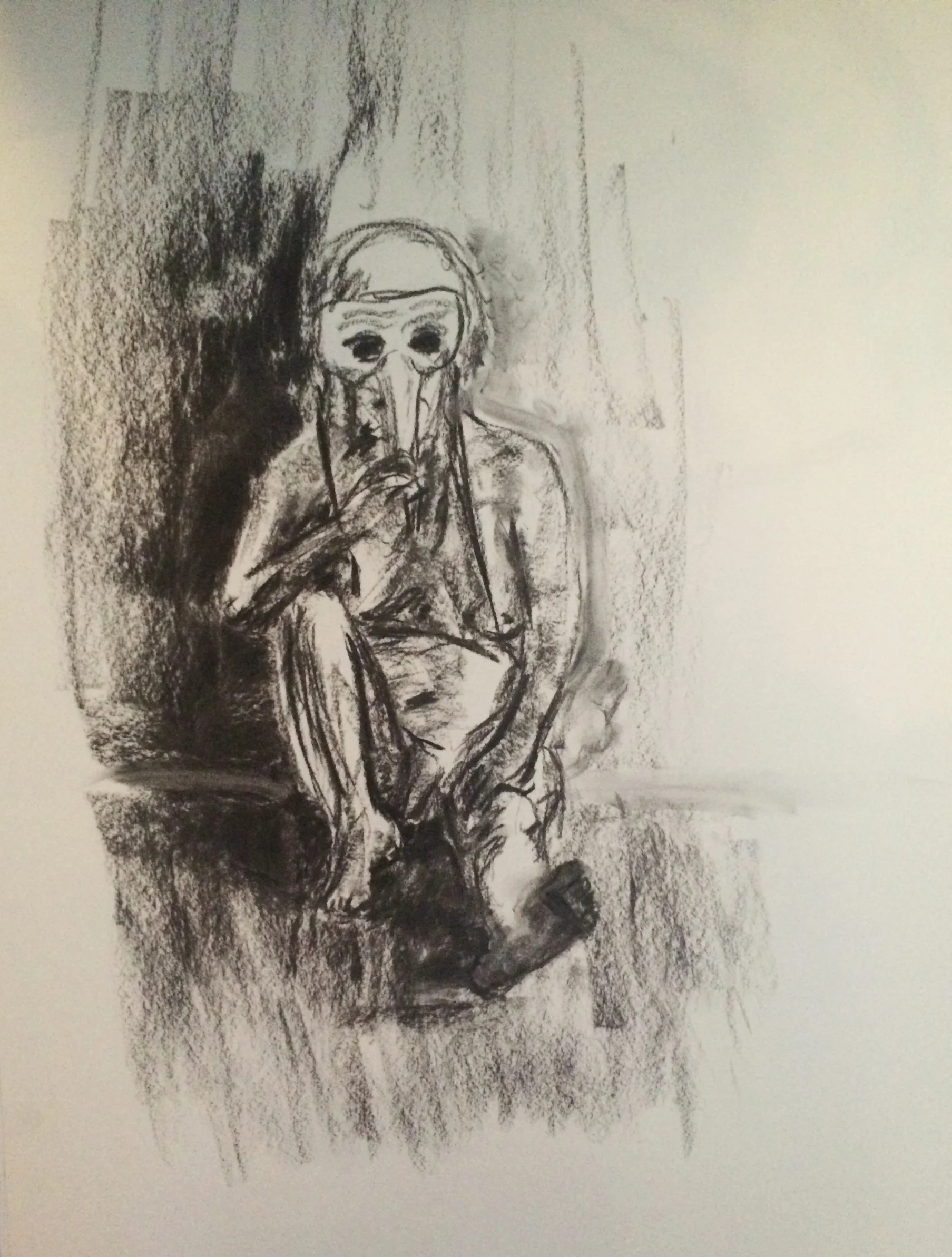Naked Old Man and Mask