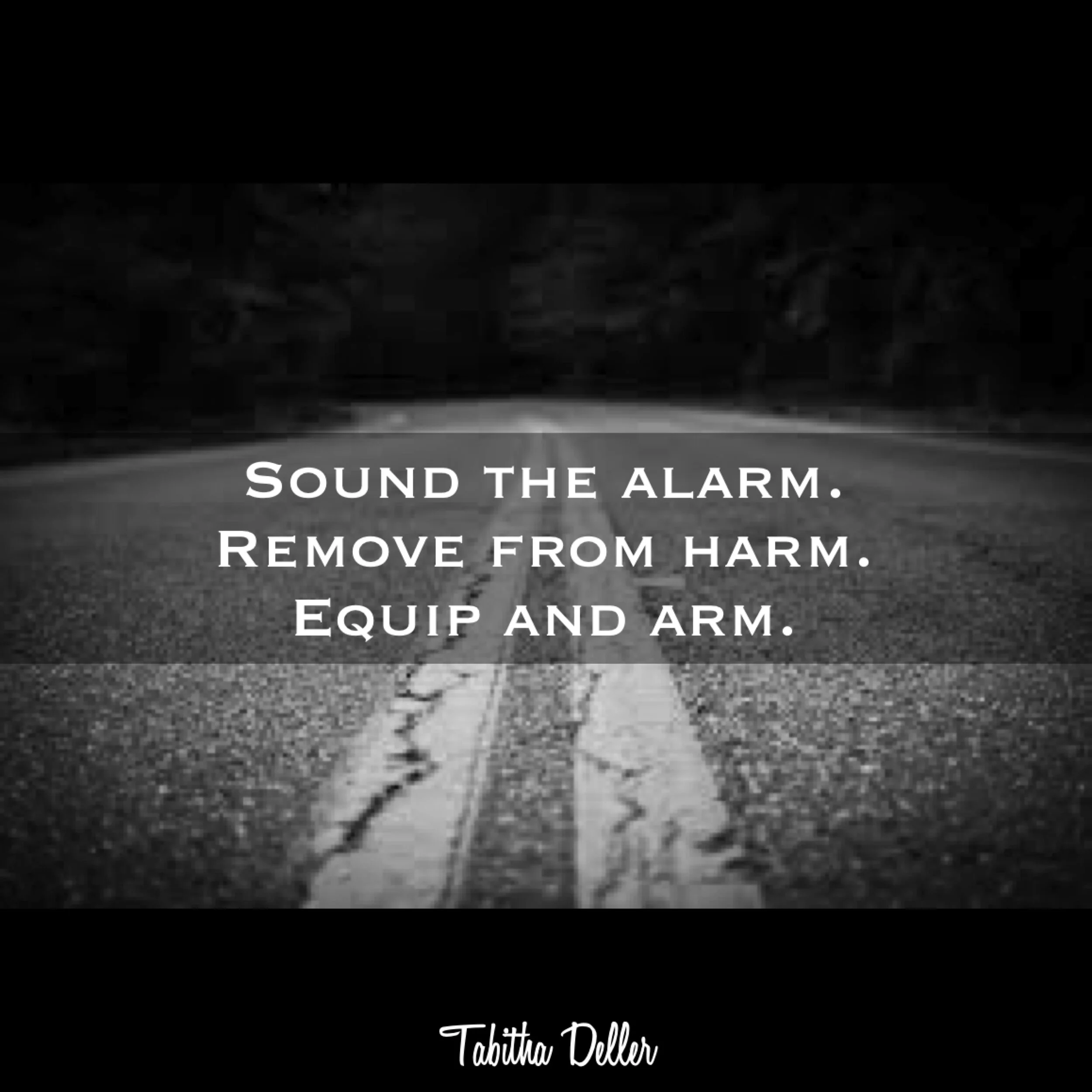 Sound the Alarm. Remove from Harm. Equip and Arm.