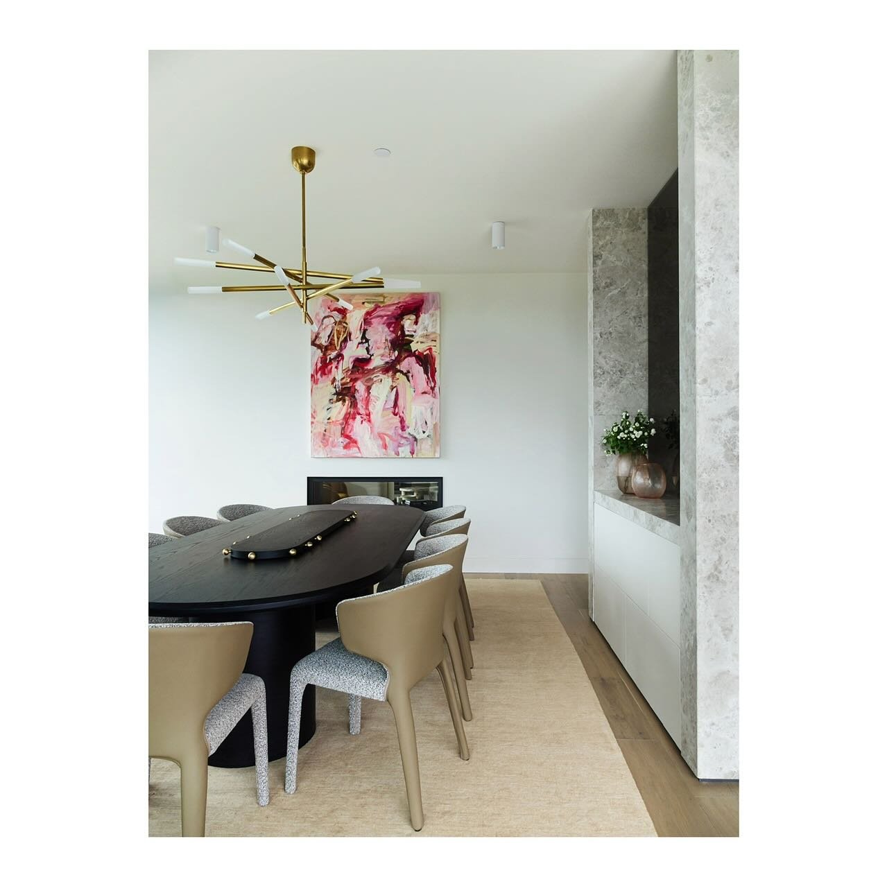 The dining room at our Abbotsford project needed a hero piece of art. 

This stunning @toddhunter72 @bmgart painting &lsquo;Her Roses all in Bloom&rsquo; was shipped over from Adelaide. 

We absolutely love it! Has transformed this room. 

📸 @kateha