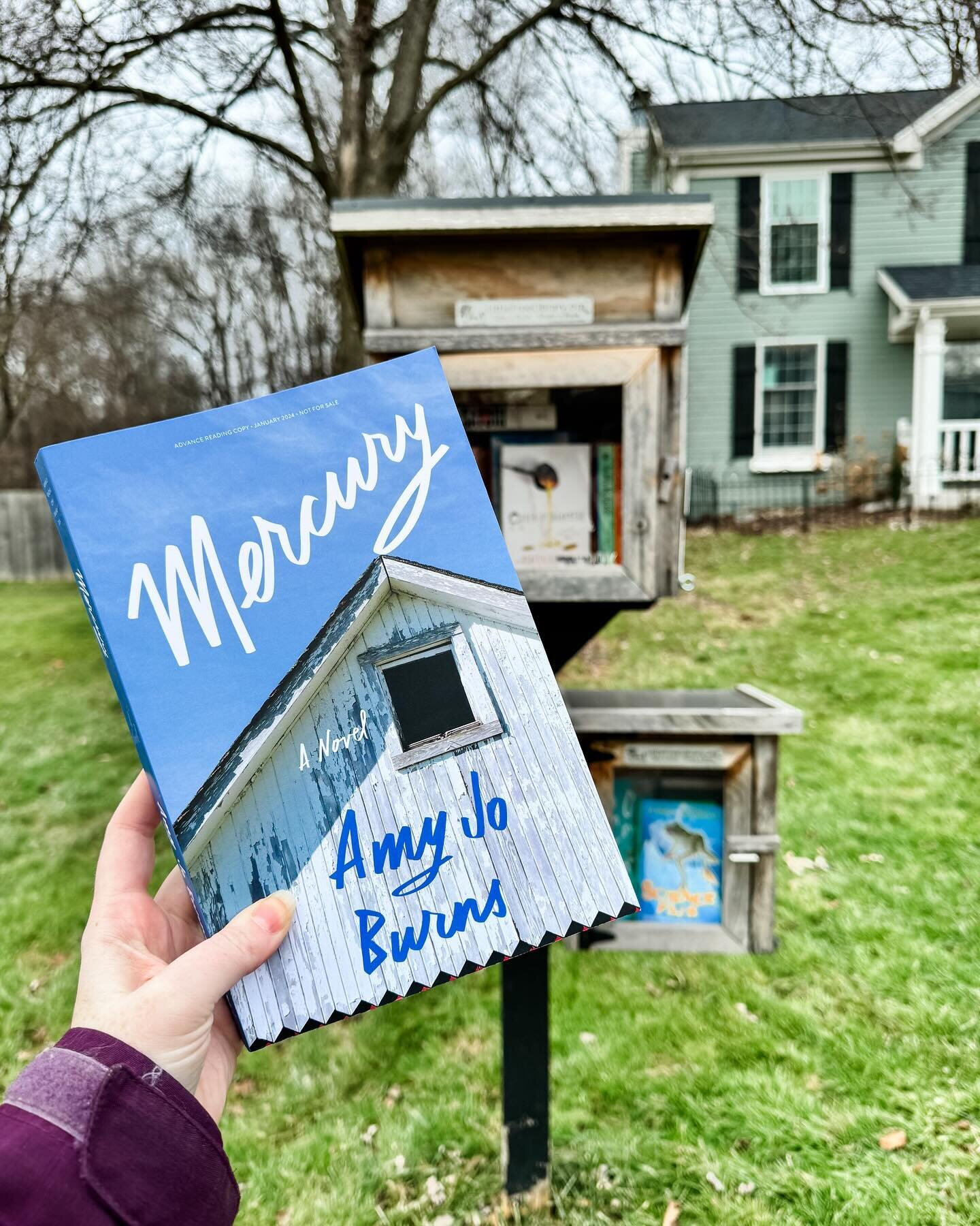My first ever #littlefreelibrary drop day! Thanks @celadonbooks for sending me an extra copy of MERCURY to leave in my local LFL. I have heard nothing but good things about Amy Jo Burns&rsquo; work, so it was fun to leave this gem for someone lucky!
