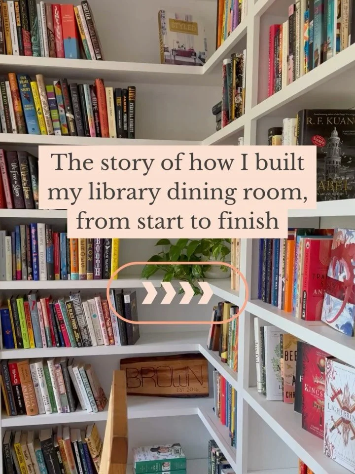 My library dining room is by far my favorite room in the house, but it was a journey to get here!

We finished the project right as my daughter was born, so I never got around to telling the whole story of its construction &mdash; until now. Swipe th