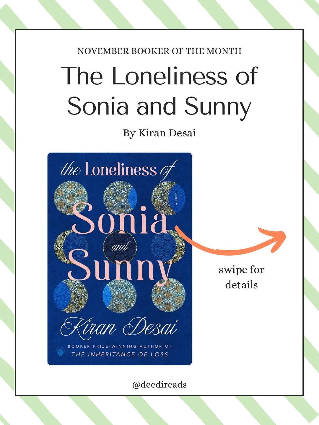 Happy November, fam! This is a big month, not least because we will find out who wins @thebookerprizes a week from tomorrow!
⠀⠀⠀⠀⠀⠀⠀⠀⠀
Speaking of, it&rsquo;s finally time to read THE LONELINESS OF SONIA AND SUNNY with the #BookerOfTheMonth book club
