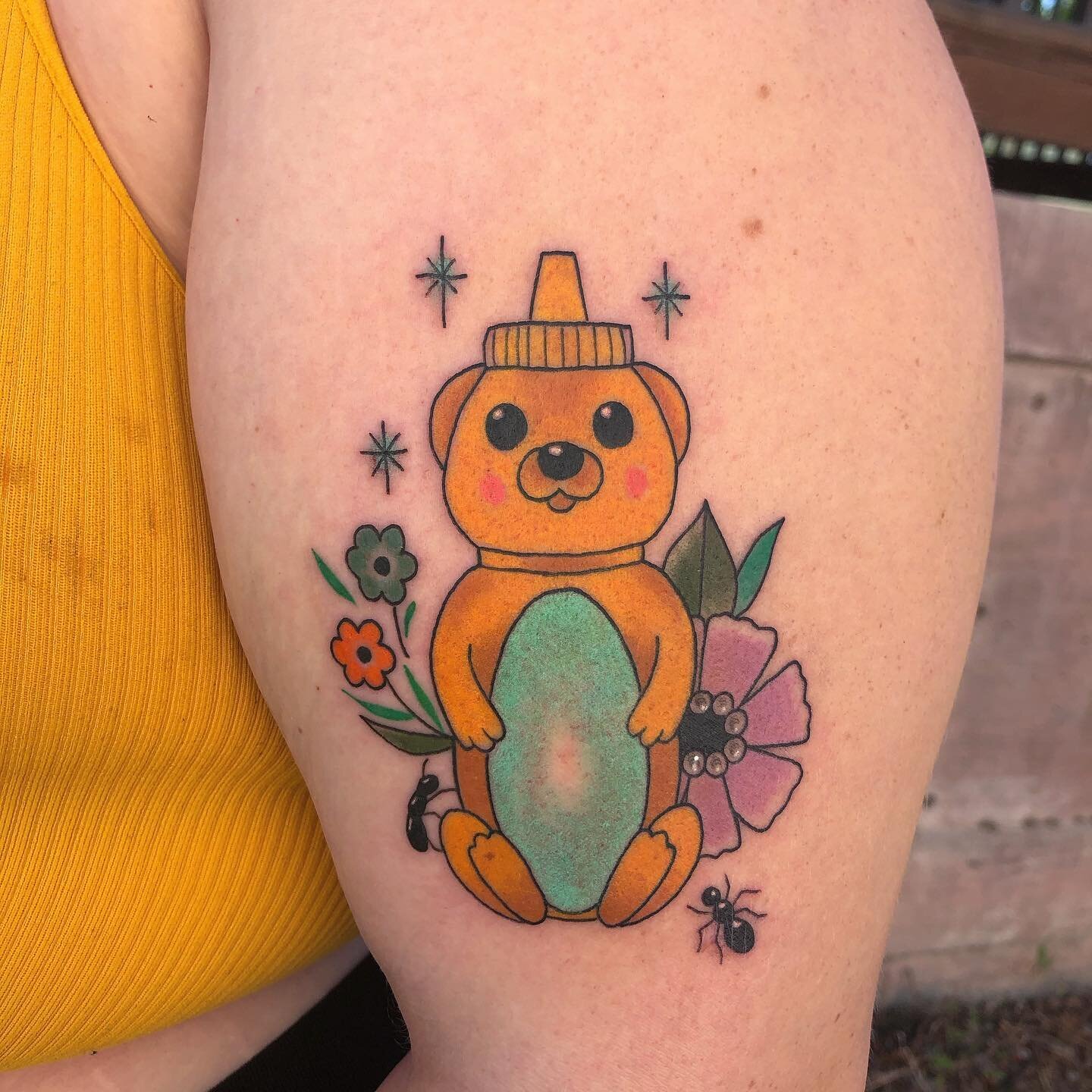 Bear Eating Honey Tattoo