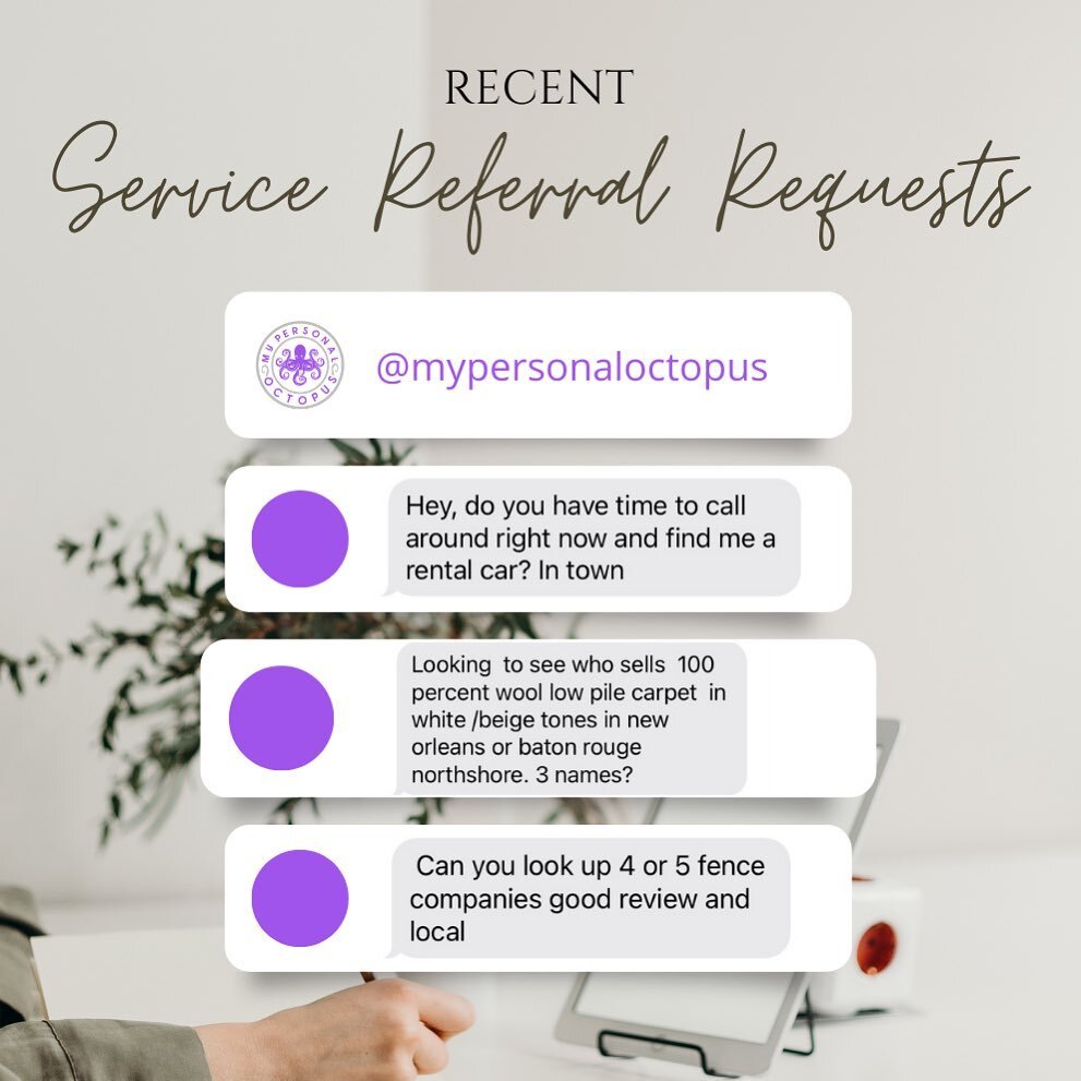 Have A Special Request? 🛎 
The Octopus can help with them all!
-
📞: 504-444-3777 (call/text)
📧: mypersonaloctopus@gmail.com
🕸: www.mypersonaloctopus.com