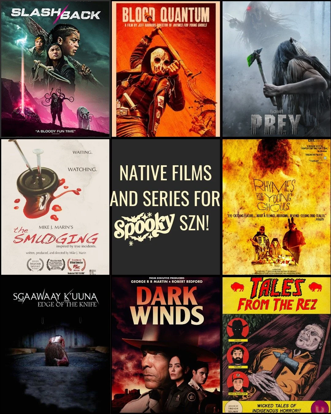 Get ready for a spooky season filled with Indigenous legends, supernatural twists, and horror from Native voices! These films and shows bring the chills with a cultural twist&mdash;perfect for a haunting night with a Native edge.

Movies:
💀Slash/Bac