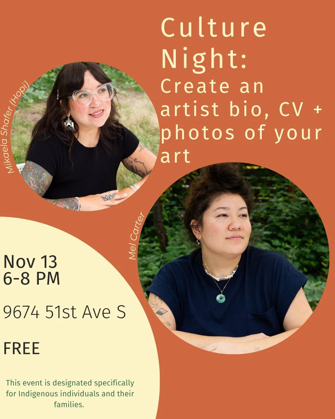 Get help with your artist bio, CV, and artist statement, and have professional photos of your art taken for FREE (swipe to see examples from our last session!). OR just come hang out with other artists!

 We will help you build your portfolio and gui