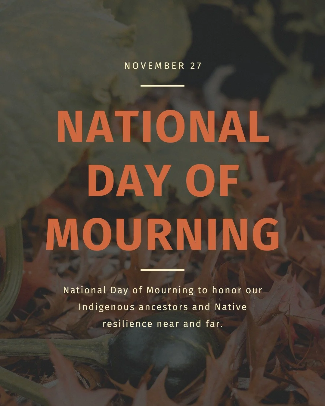 Since 1970, Indigenous people and allies have gathered at noon on Cole&rsquo;s Hill in Plymouth to commemorate the National Day of Mourning on the US Thanksgiving holiday. 

For many Native people, this day is no celebration; instead, it serves as a 