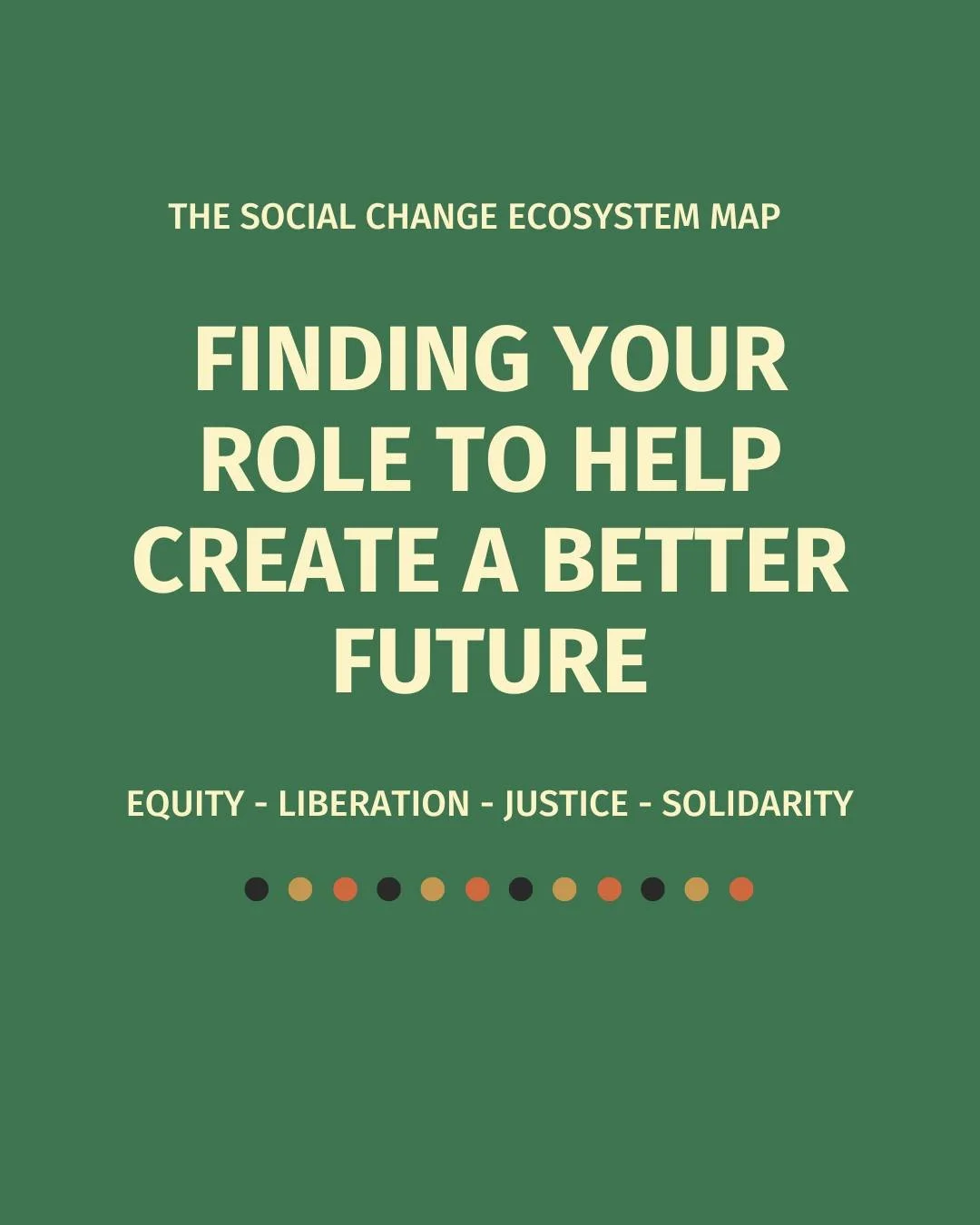 Do you want to help your community but feel overwhelmed? Do you know you have skills but aren't sure how to apply them? Want to make a difference but feel stretched thin?

The Social Change Ecosystem Map, developed by Deepa Iyer helps individuals and