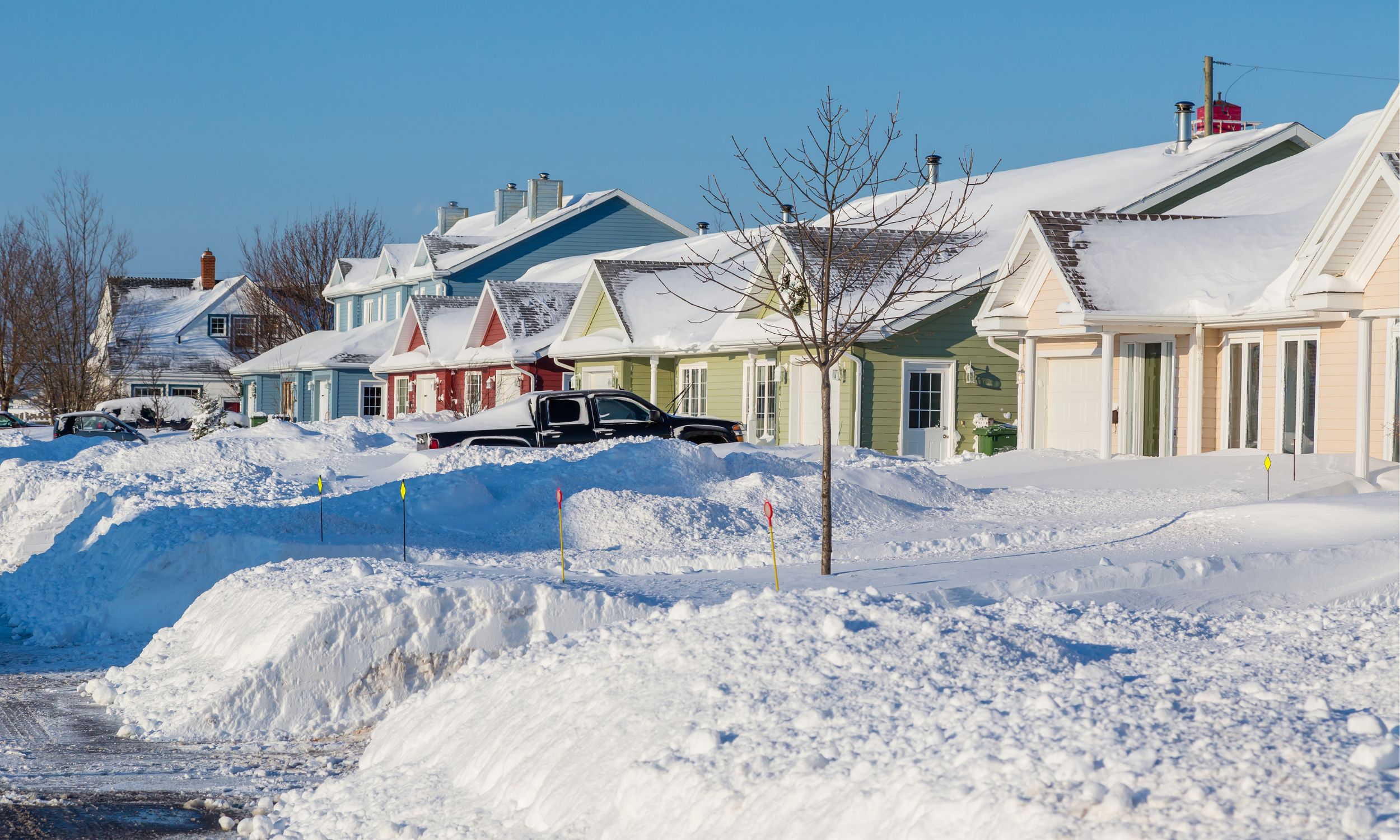 snowplowed sidewalks after big snow storm