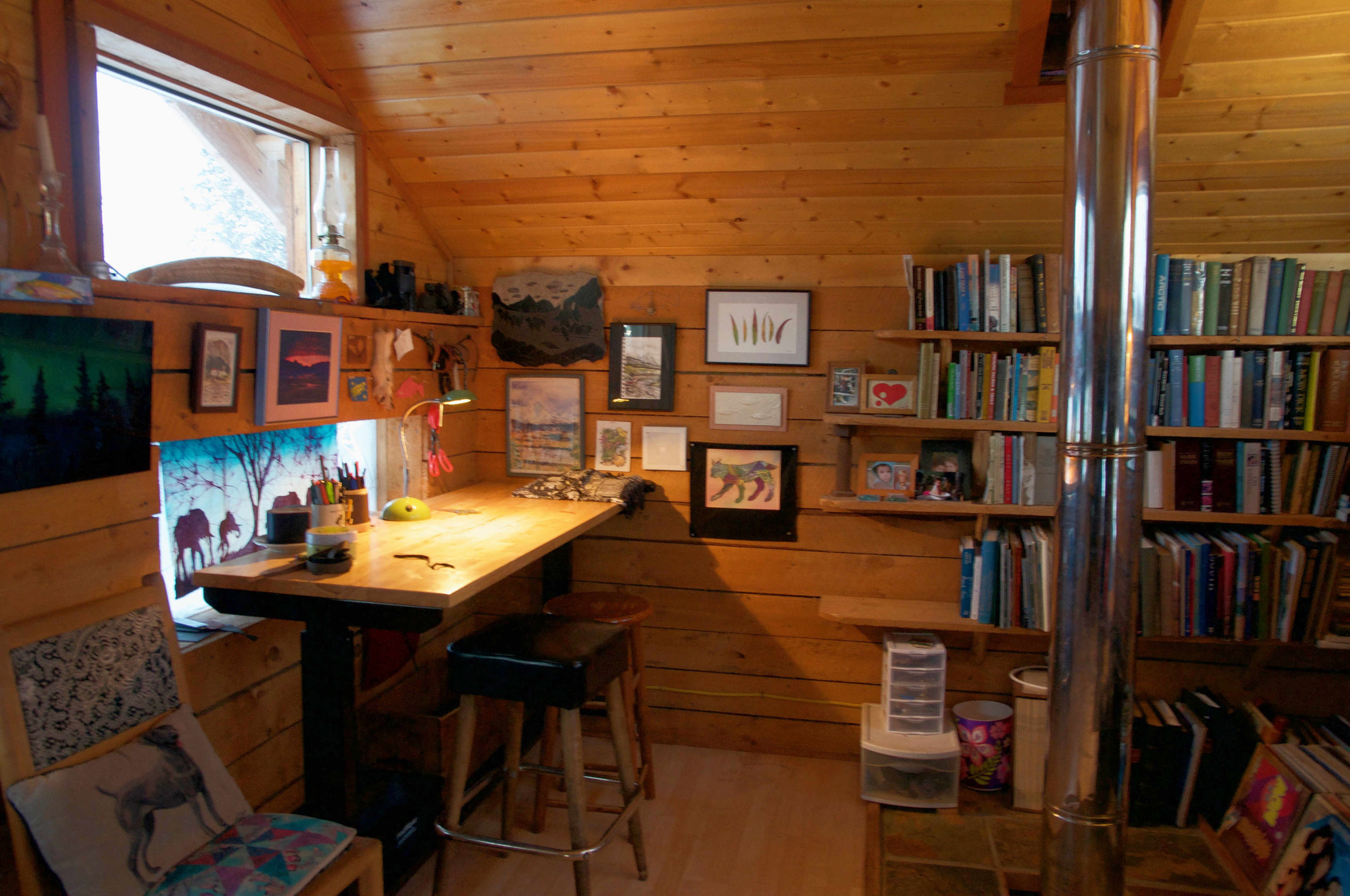 "I'm here mostly in the wintertime so if I could even throw one word out there, it's tranquility. I sew a lot of leather products and things, and it has always been a time to regather up my strengths. I feel that it gives me that sense of shutting down the machine for a little bit." -Malcolm Vance