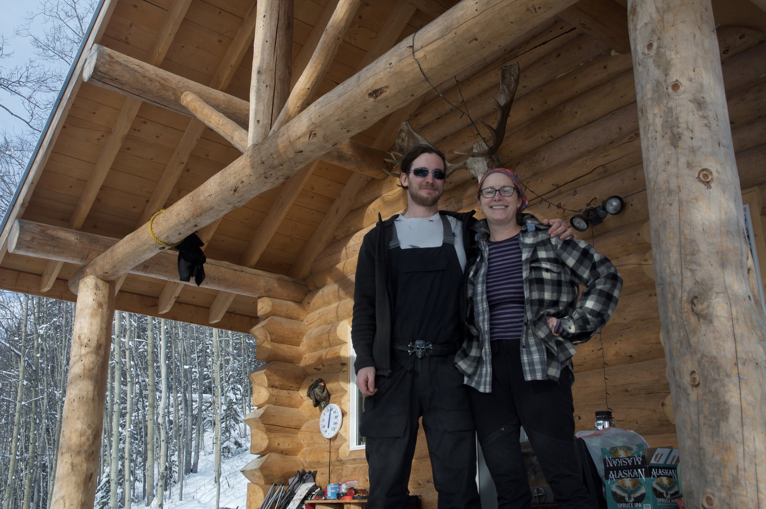  Martin Morrison and Karla Freivalds outside their rented cabin 