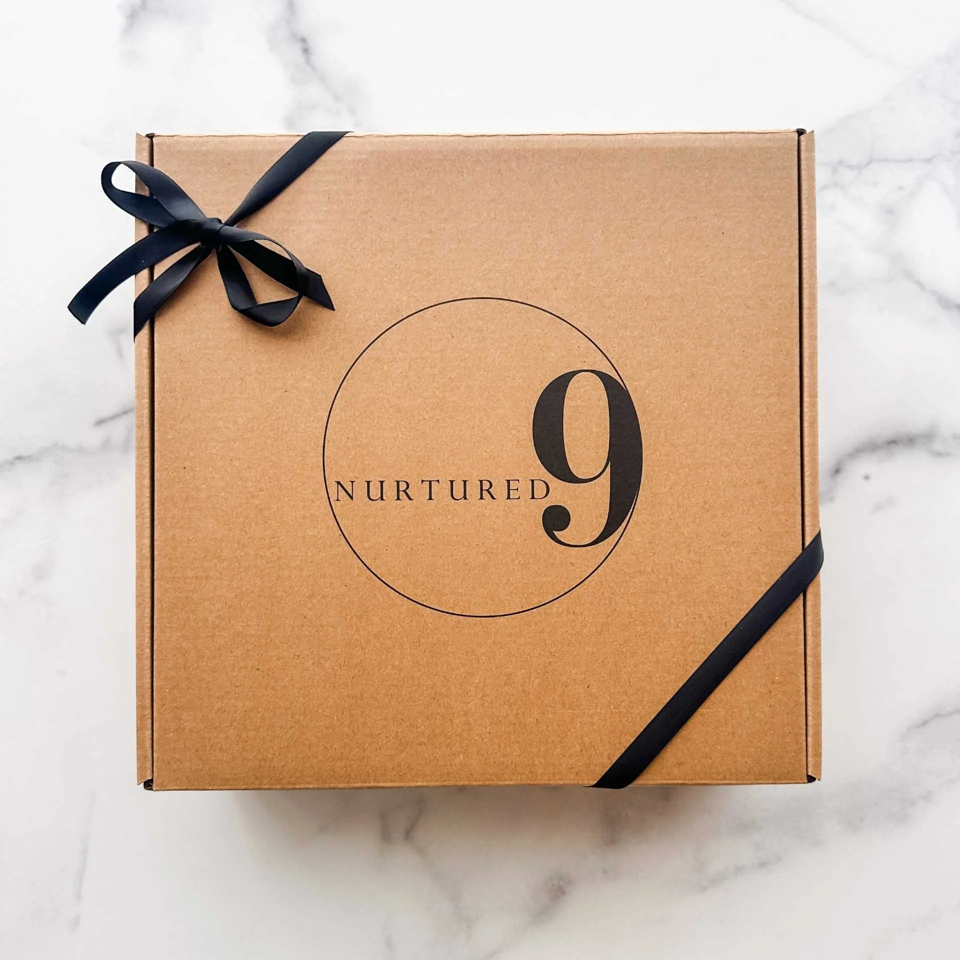 Kraft Box with Black Satin Ribbon