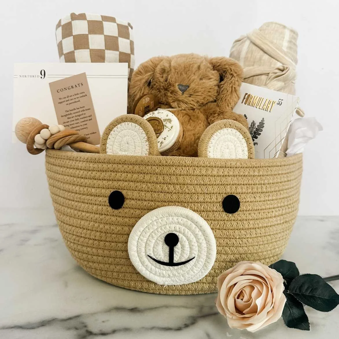 The Mom and Baby Bunny & Bear Gift Basket