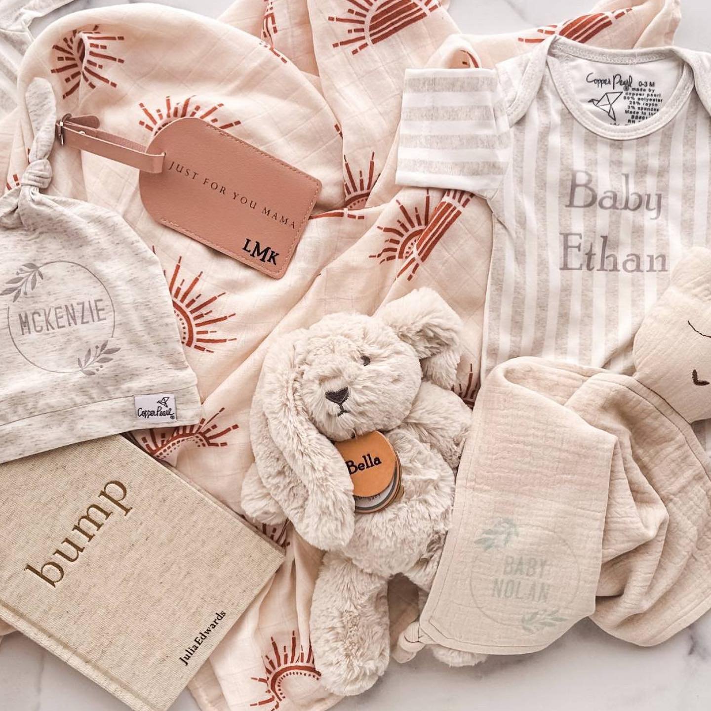 The Personalization Shop at Nurtured 9 is here! 
⠀⠀⠀⠀⠀⠀⠀⠀⠀
Add baby (or Mama&rsquo;s) name, initials or monogram to our collection of thoughtful gift items for a special, personalized touch. From onesie bodysuits, hats, swaddle blankets, loveys, and 