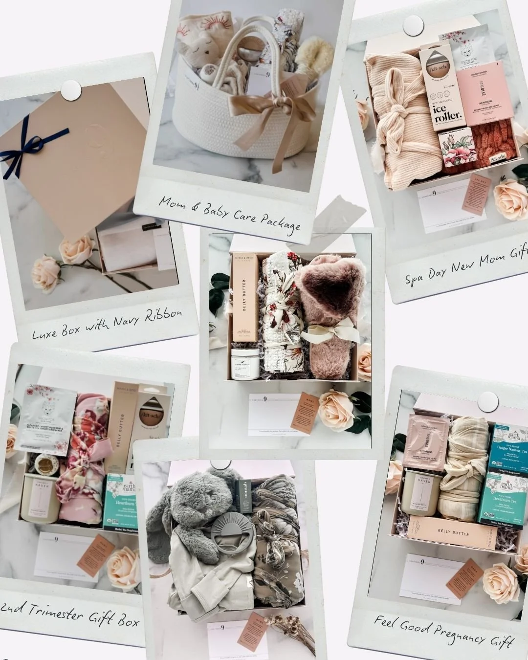 ✨ 🎁 Which Nurtured 9 Signature Gift Box is your favorite? 

We're highlighting some of our bestsellers, including (clockwise from the top):
1. Mom &amp; Baby Care Package
2. Spa Day New Mom Gift Box
3. &quot;Top Bestsellers&quot; Pregnancy Gift Box
