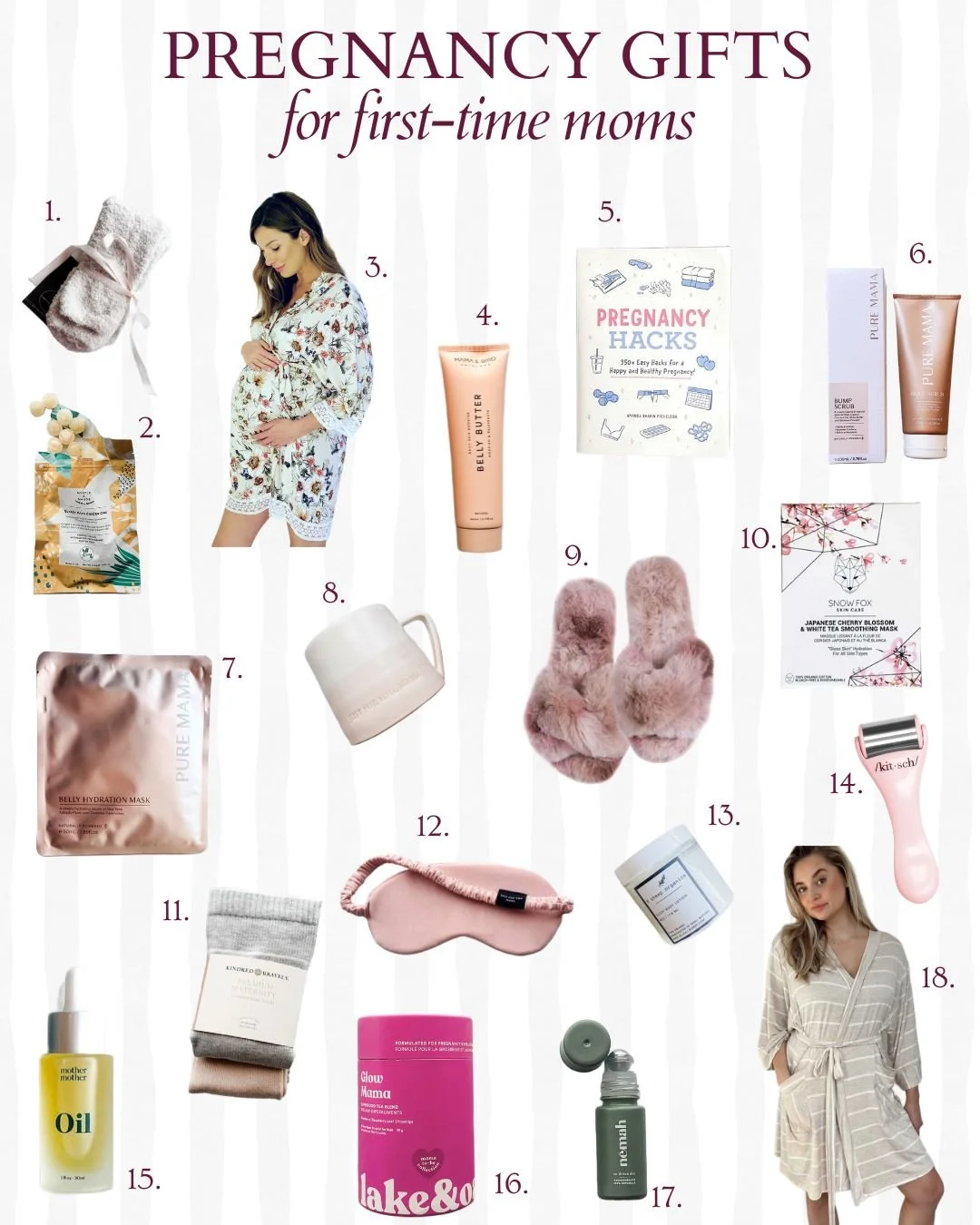 What&rsquo;s going into your pregnancy care package? 

Here&rsquo;s a look at just some of the pregnancy gift items that you can find in the Nurtured 9 Curate-Your-Own Gift Shop:

1. Plush Socks with Non-Slip Grippers
2. @myrtleandmaude Ginger Gins f