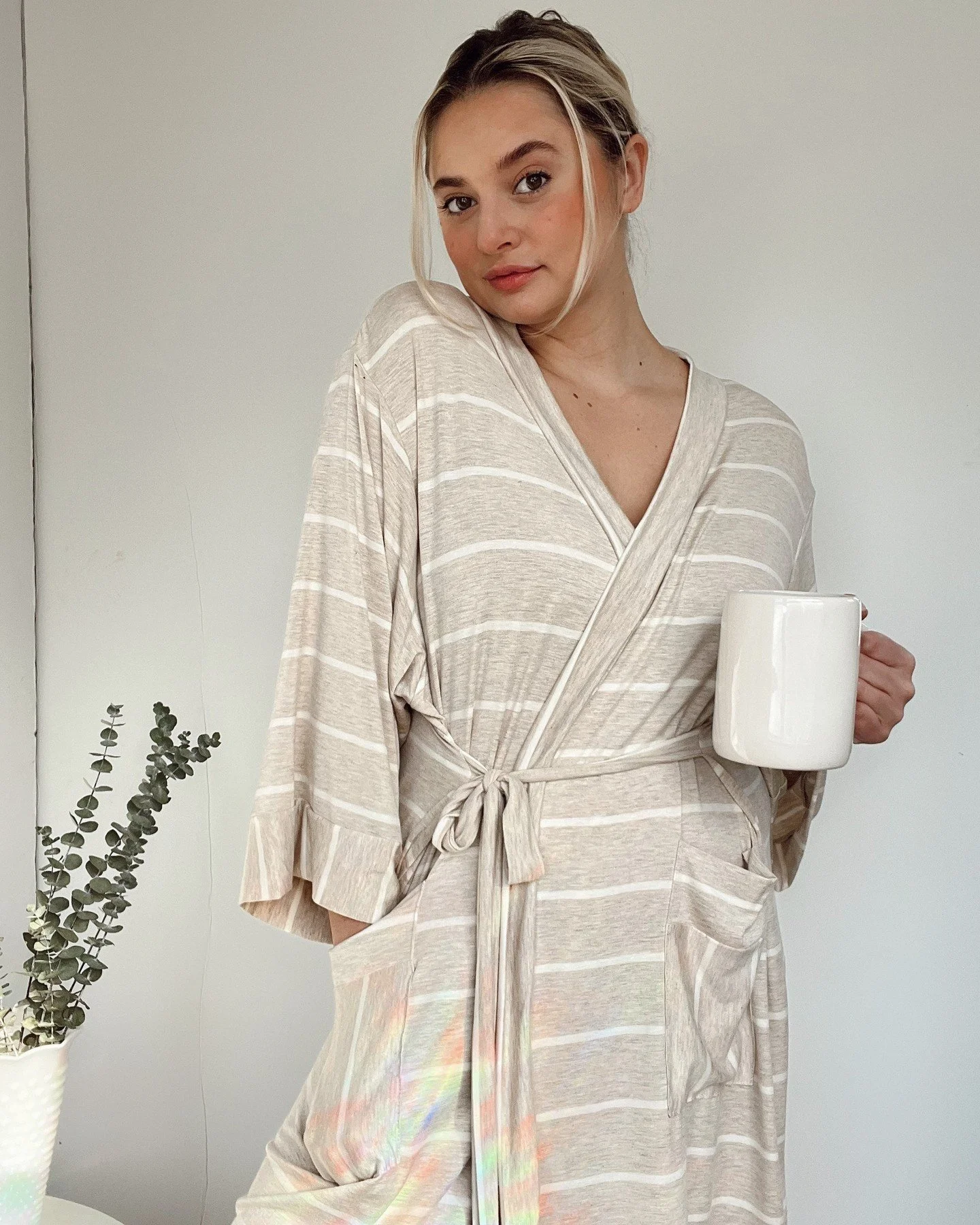 ✨ Wrap yourself in pure comfort &amp; elegance with our silky soft maternity robe in dreamy oatmeal &amp; cream 🤍 From lazy mornings at home to your Babymoon getaway to those precious first moments at the hospital &mdash; this is the one piece you'l