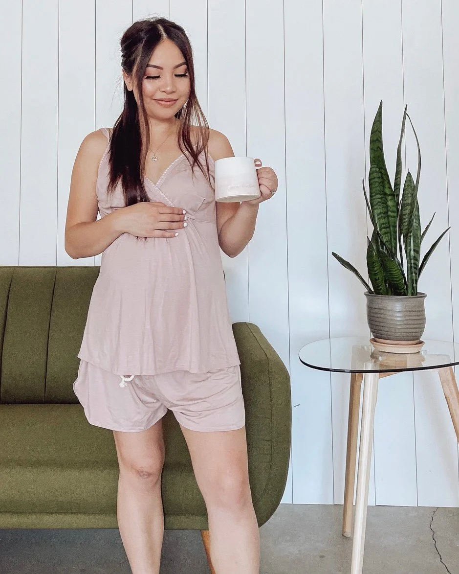 Soft. Silky. Made for every beautiful stage of motherhood. 🌸 The Nurtured 9 PJ Set was designed for you &mdash; bump, postpartum, and everything in between. You've never felt comfort this beautiful.