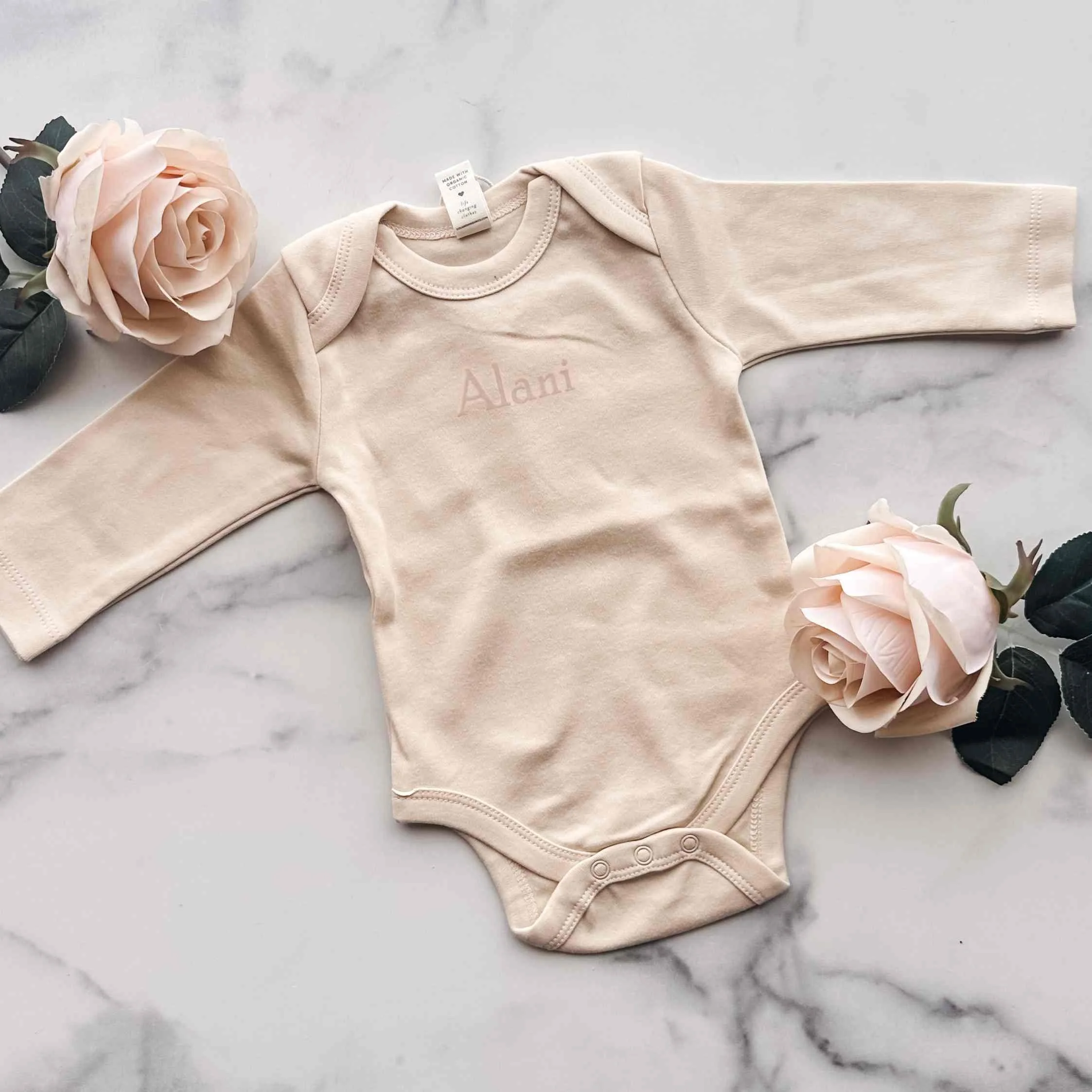 Gender-Neutral Long-Sleeve Bodysuit (Optional: Add Baby's Name)