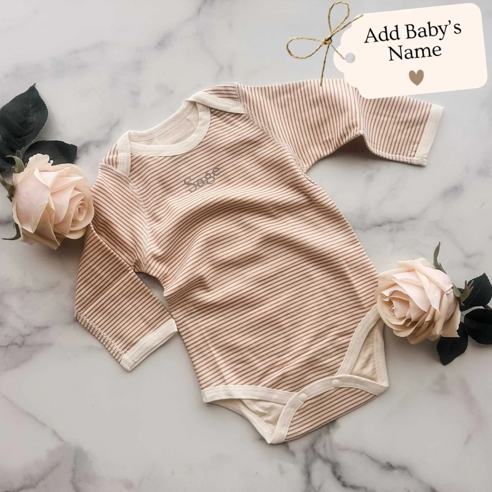 Gender-Neutral Long-Sleeve Bodysuit (Optional: Add Baby's Name)