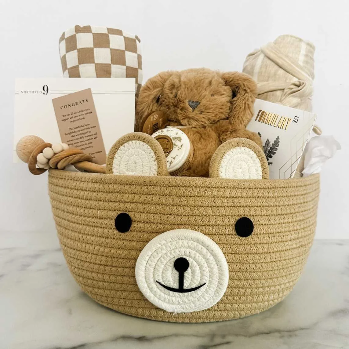 The Mom and Baby Bunny & Bear Gift Basket