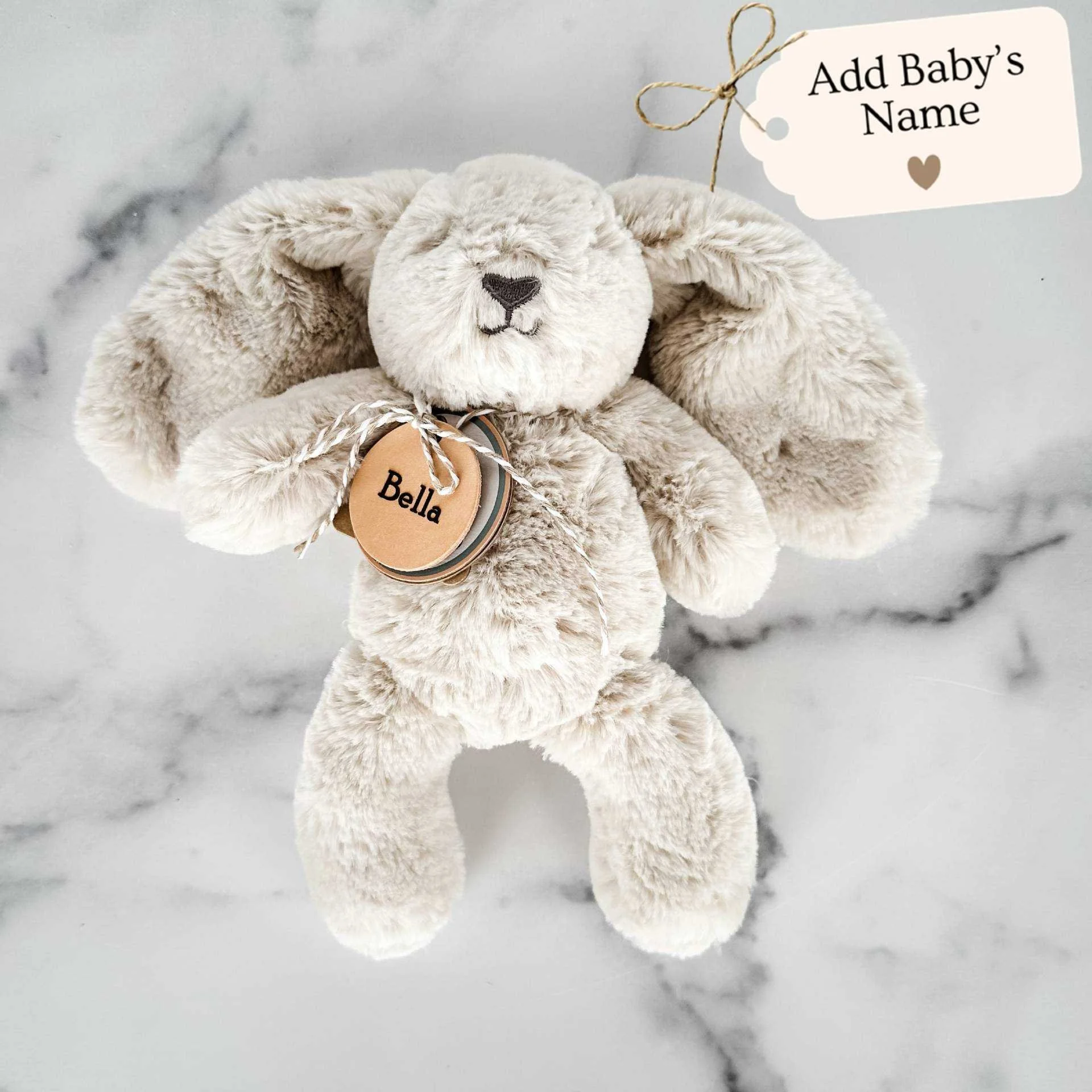 Bunny with Personalized Leather Name Tag