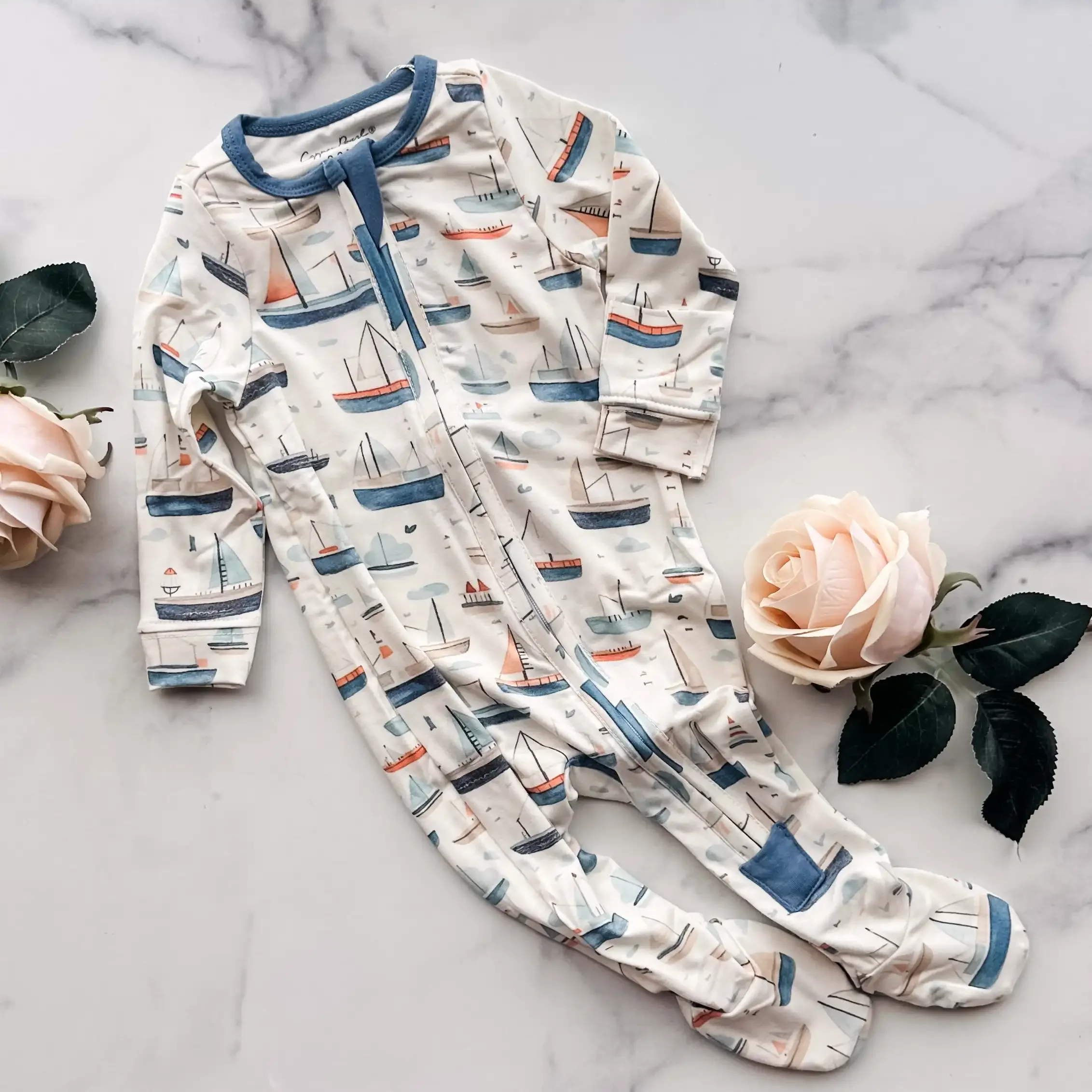 Copper Pearl Zip Up Footie